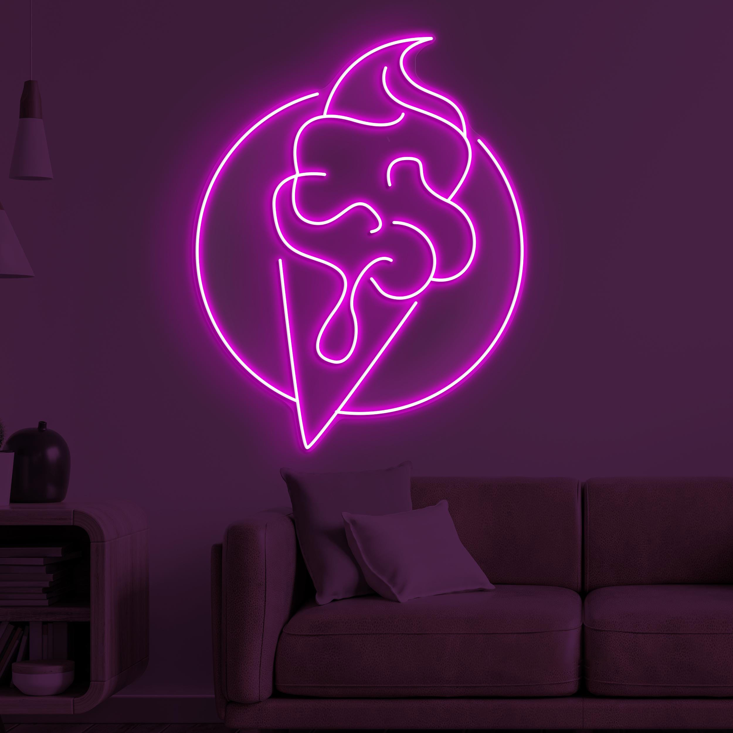 Cone Ice Cream Neon Sign, Cone Ice Cream LED Light, Kitchen or Cafe Decor, Ice Cream Shop Wall Art, Ice Cream Lover Gift, Frozen Treat Light