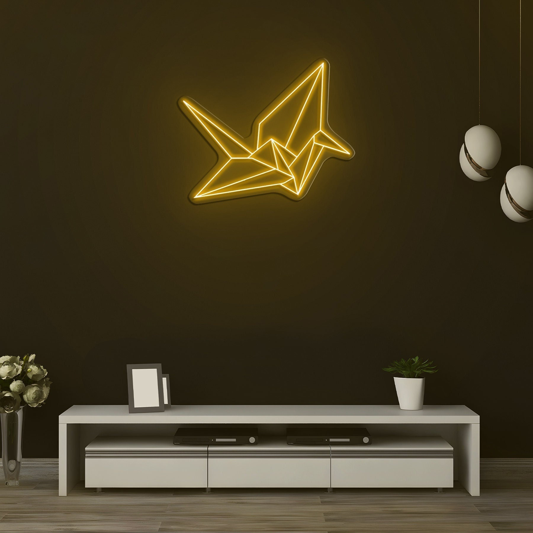 Origami Swan Neon Sign, Swan Wall Art, LED Decor, Origami Bird Light, Custom Neon Sign, Room decor, Unique Home Decor Paper Crane Neon Light