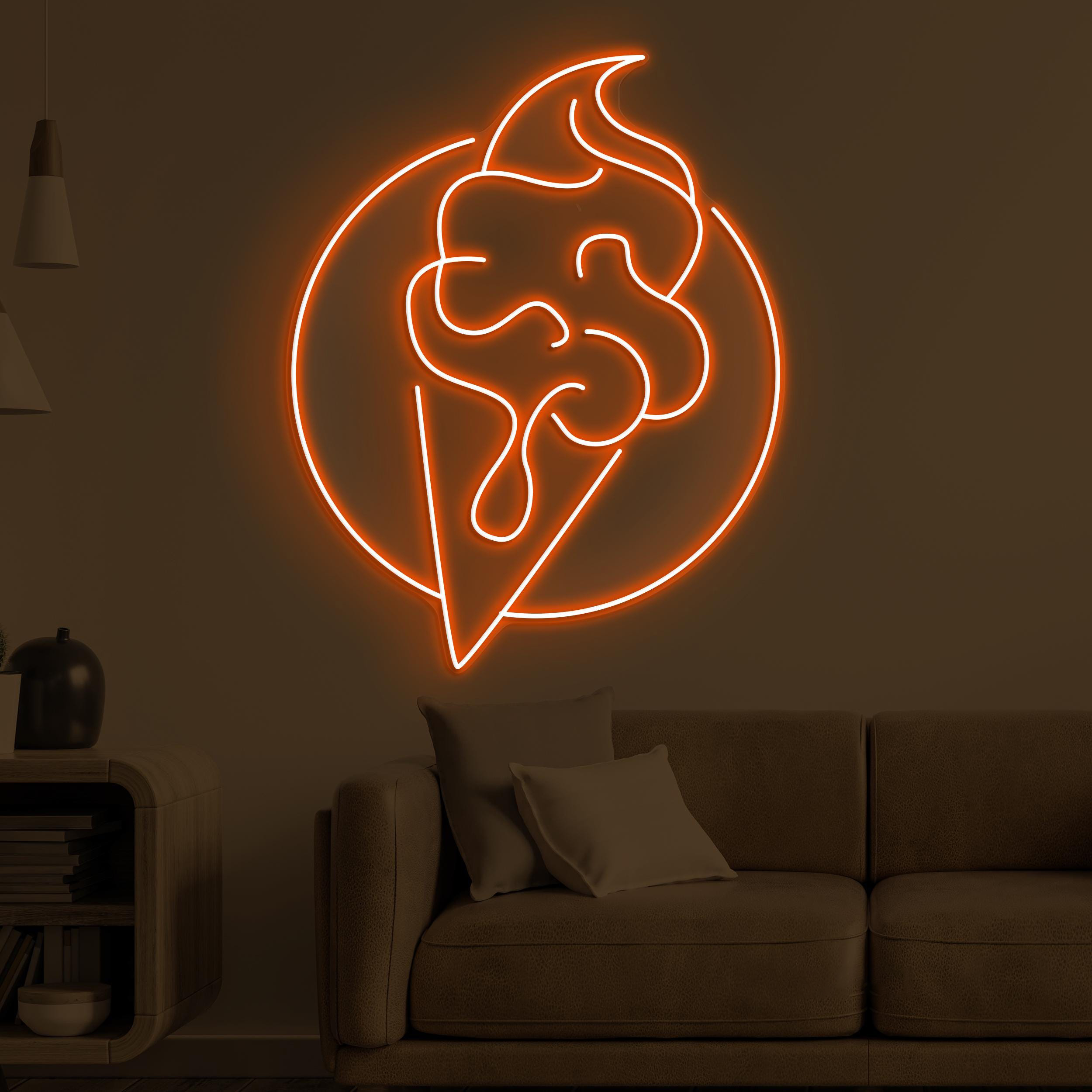 Cone Ice Cream Neon Sign, Cone Ice Cream LED Light, Kitchen or Cafe Decor, Ice Cream Shop Wall Art, Ice Cream Lover Gift, Frozen Treat Light