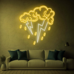 Lightning Cloud Neon Sign, Cloud LED Wall Art, Stormy Weather Decor, Rain Neon Sign, Night Light for Home, Bar, Man Cave, Kids' Room, Gifts