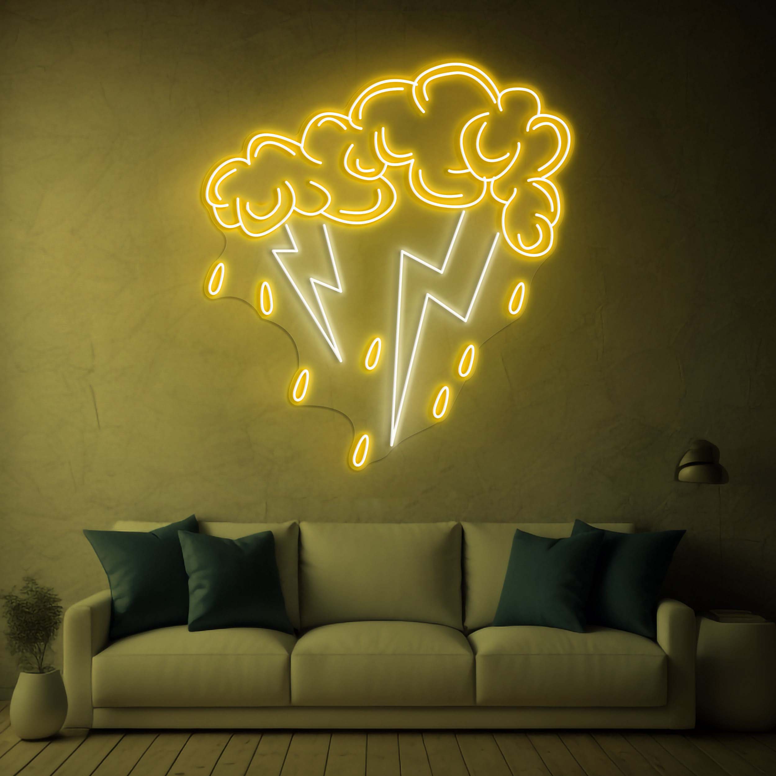 Lightning Cloud Neon Sign, Cloud LED Wall Art, Stormy Weather Decor, Rain Neon Sign, Night Light for Home, Bar, Man Cave, Kids' Room, Gifts