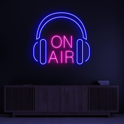 On Air Neon Sign, On Air LED Light, Headphones Wall Decor, Live Show LED Sign, Headphones With On Air Logo Sign. On Air News Channel Decor
