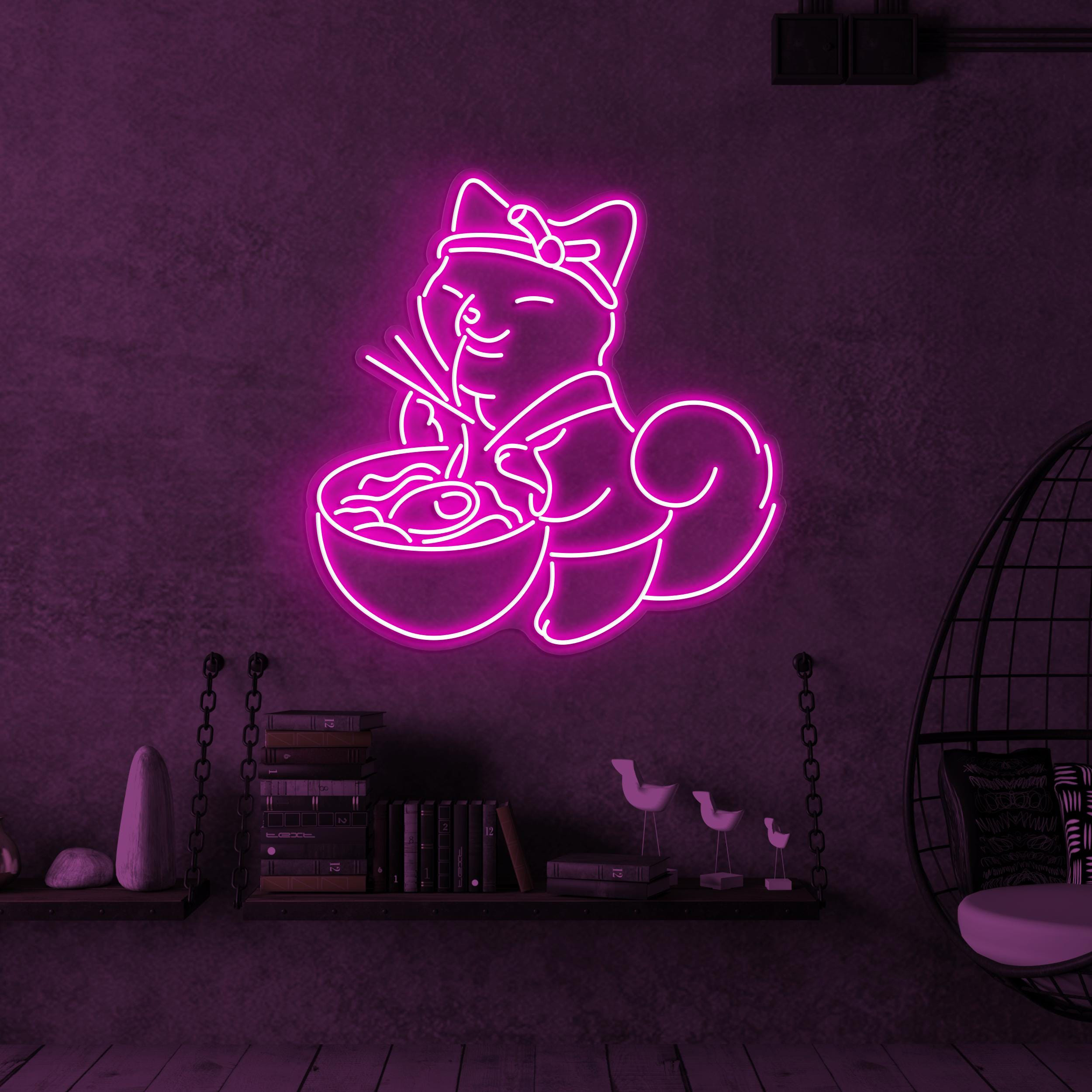 Ramen Cat Neon Sign, Cat Ramen LED Light, Japanese Restaurant Wall Decor, Noodle With Cat Neon Sign, Kids Room Wall Art, Lucky Cat Led Sign