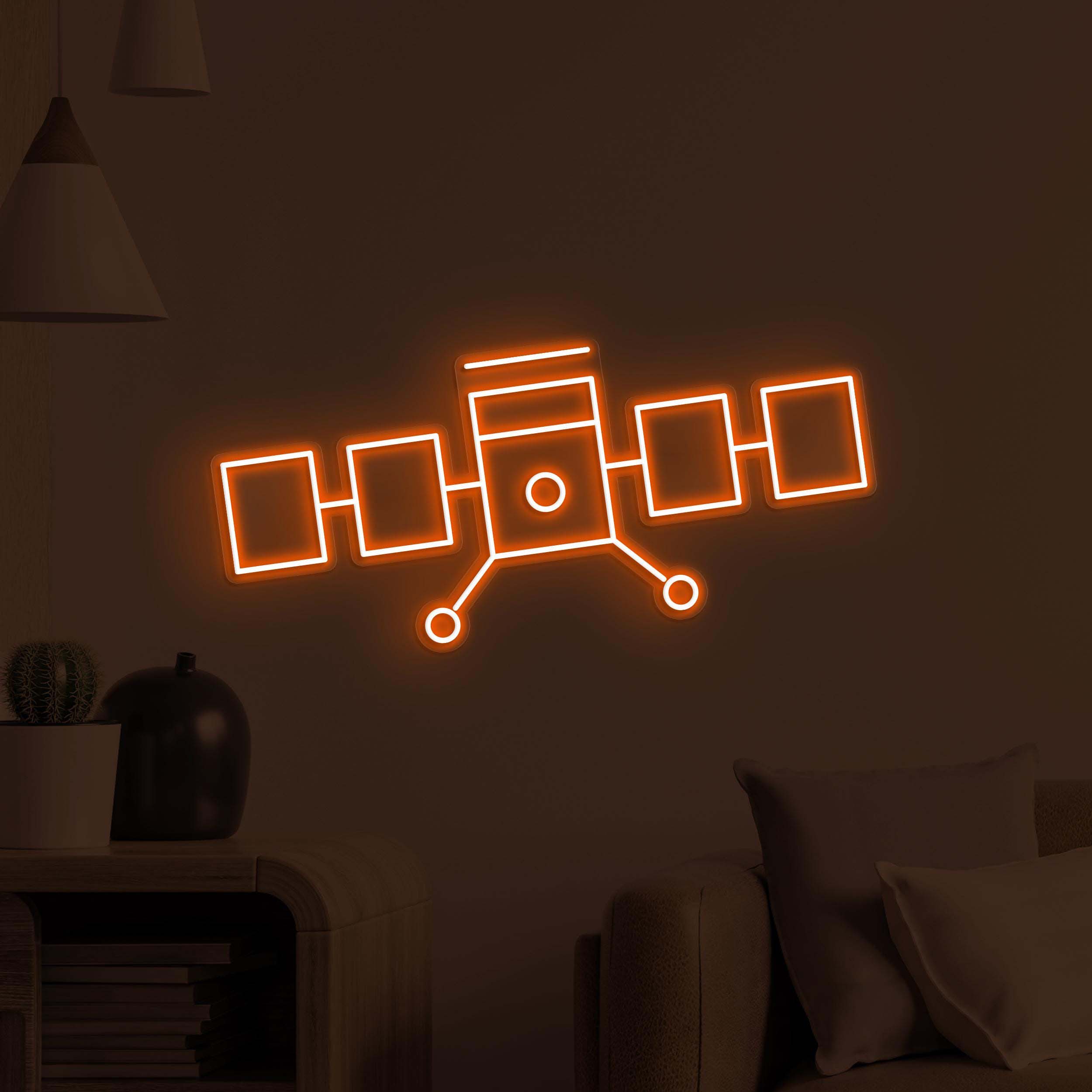 Satellite Neon Sign, Satellite LED Light, Space Satellite Wall Decor, Home Wall Art, Planet Neon Decor, Cafe and Bar Neon Light, Custom Sign