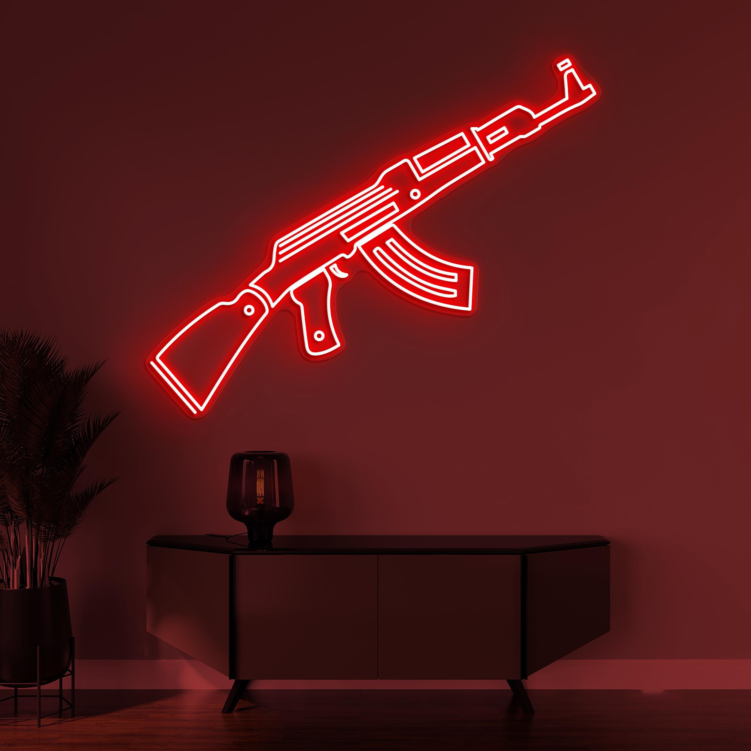 AK-47 Neon Sign, AK-47 LED Light, Gun Wall Decor, Office Wall Art, Led Neon Light, Home Wall Decor, Personalized Sign, Game Room Wall Art