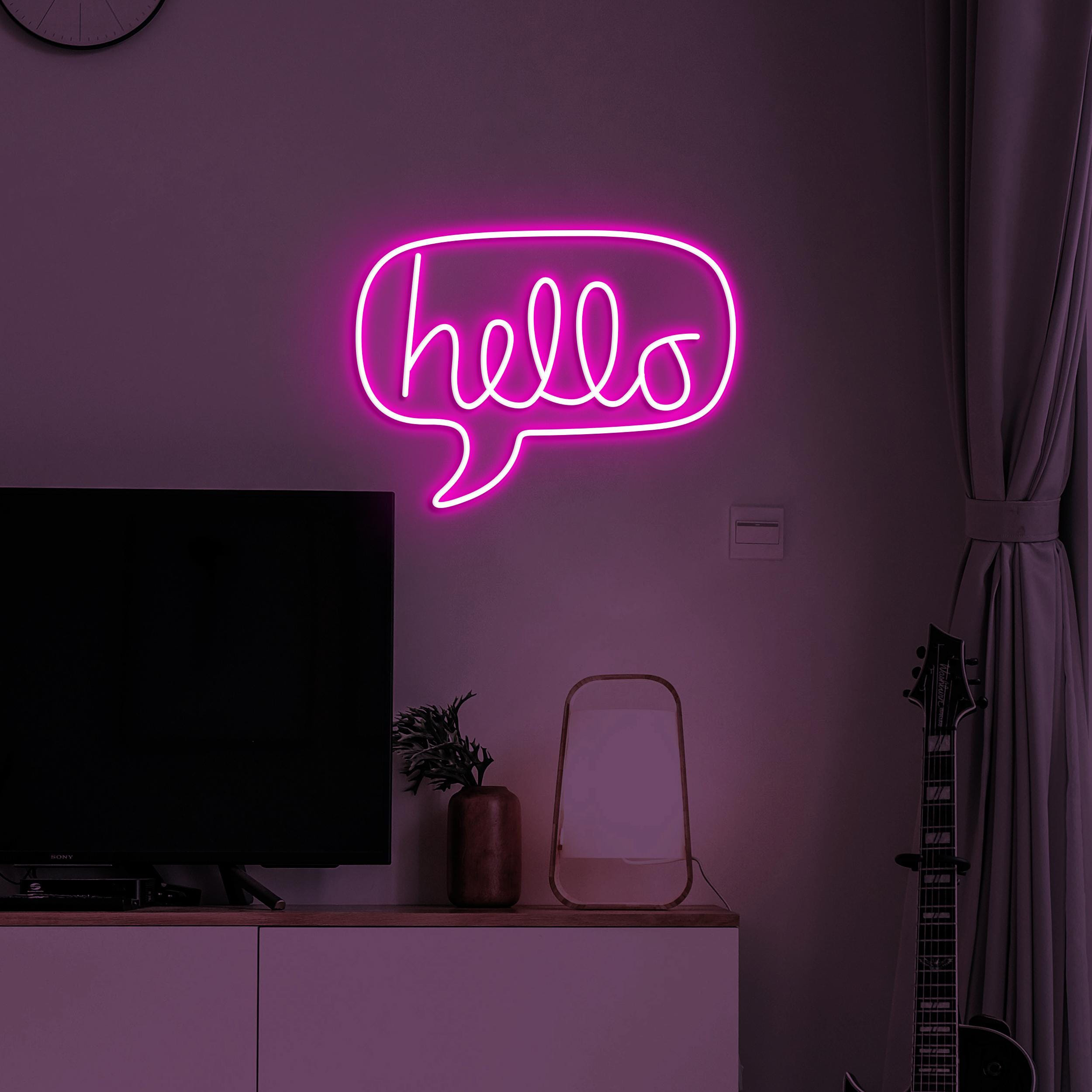 Hello Neon Sign, Hello LED Light, Hello Message Wall Decor, Welcome Wall Art, Chat Box Neon Light, Boy and Girl Room Decor, Entryway Sign