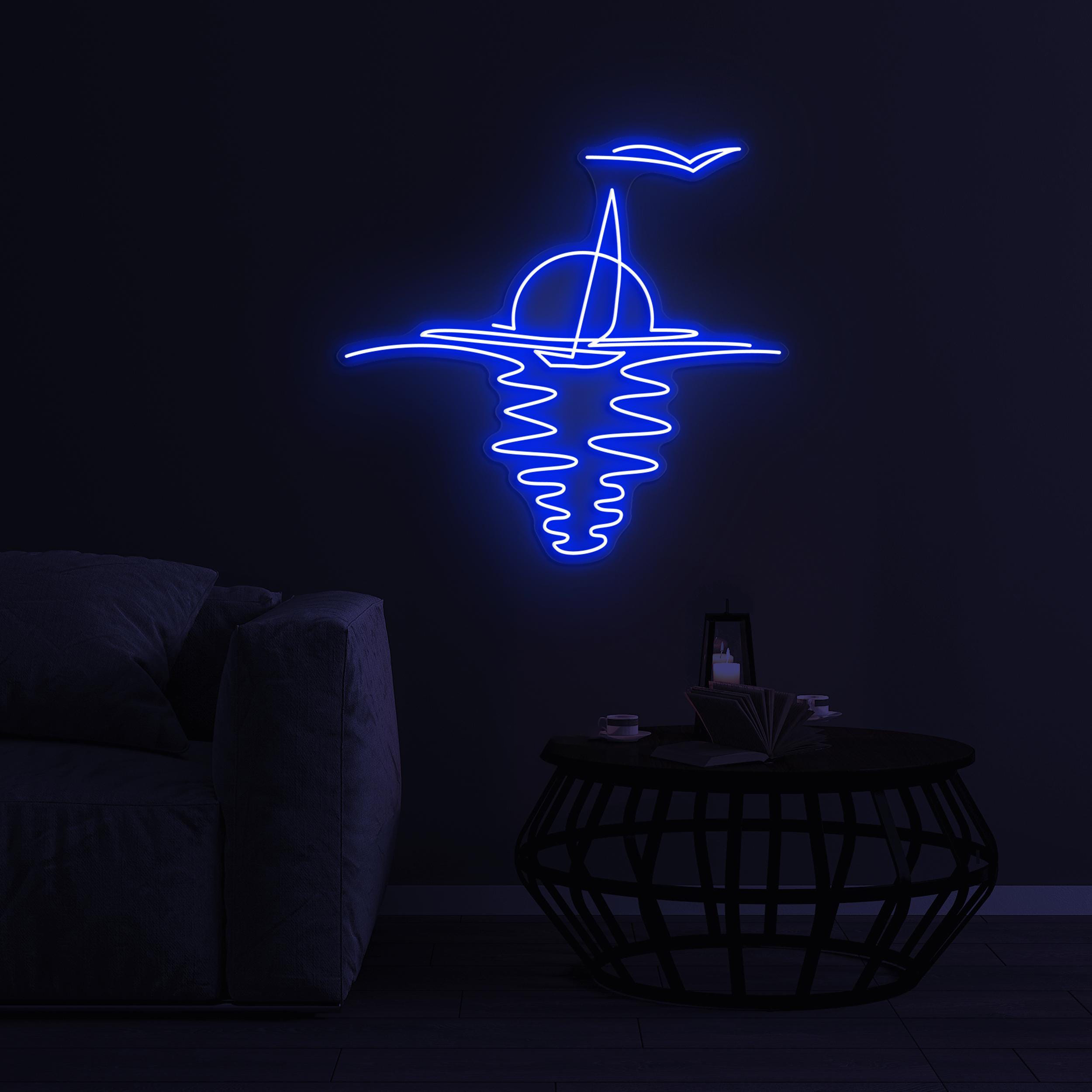 Sunset Sailboat Neon Sign, Sunset Led Wall Light, Sunset With Sailboat Neon Sign, Ocean Sunset Neon Sign for Home, Beach Bar and Party decor