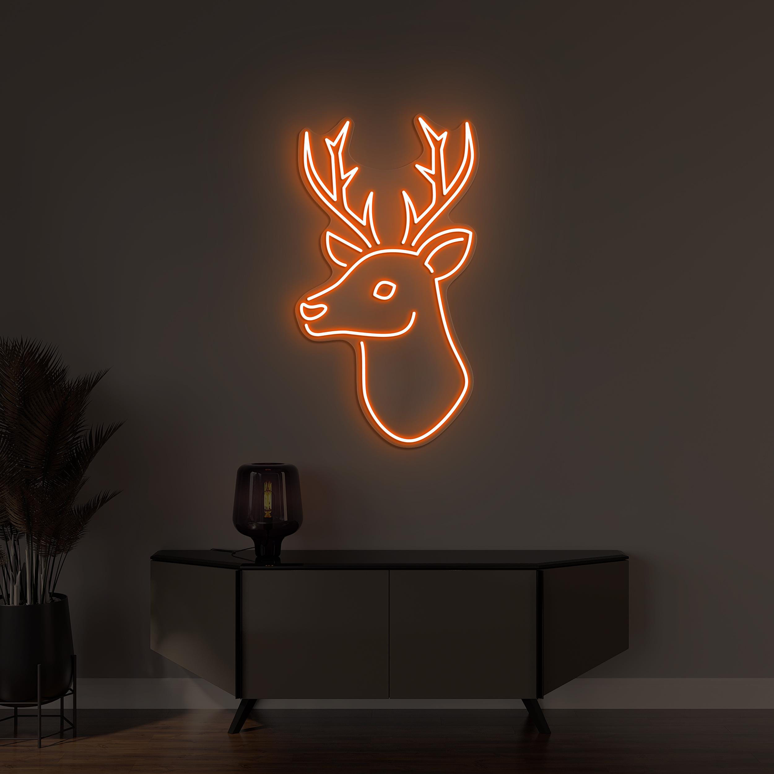 Deer Neon Sign, Deer LED Light, Deer Head Wall Decor, Deer Long Horn Wall Art, Deer Lover Gift, Zoo Neon Light, Animal Shop Neon Decor