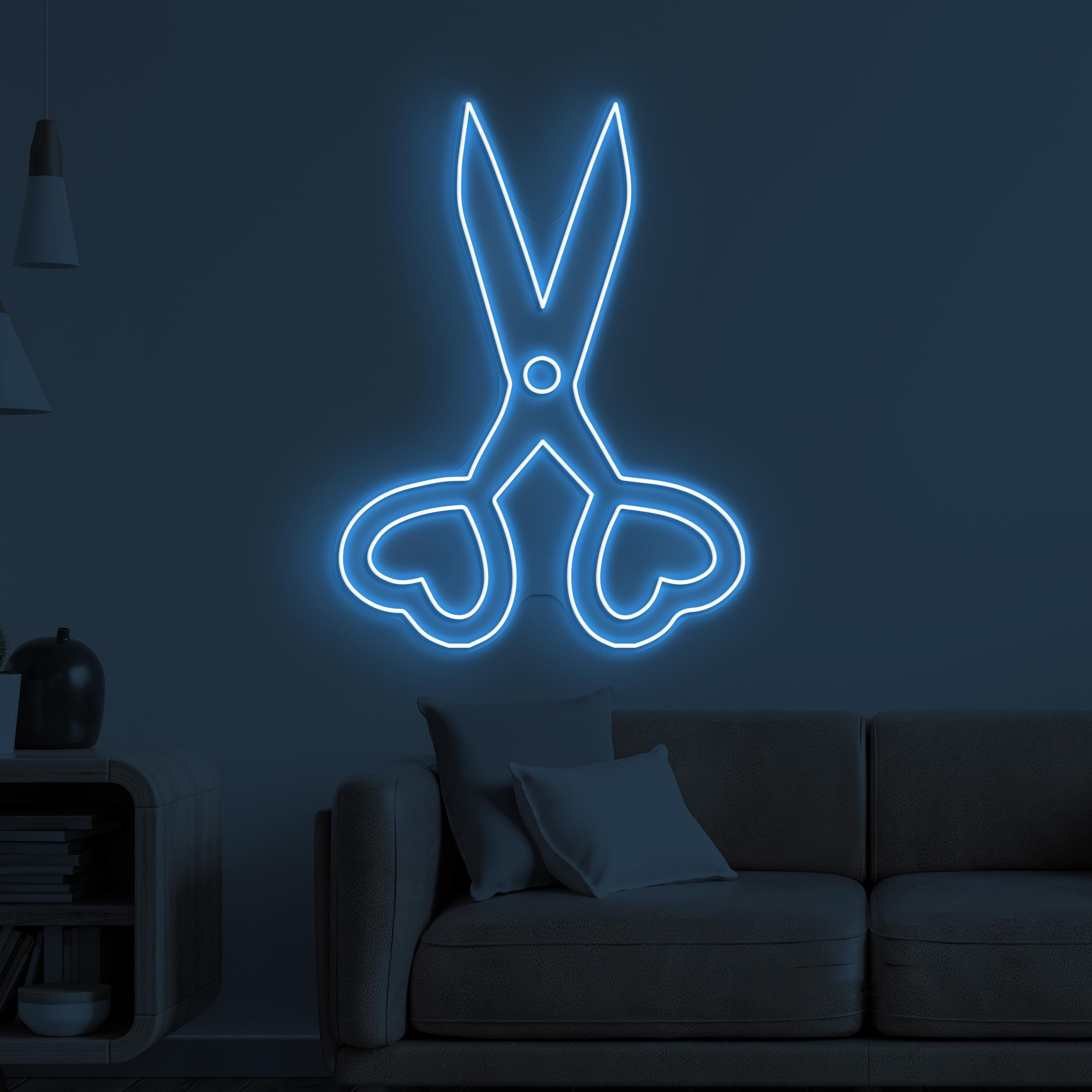 Scissor Neon Sign, Scissor LED Light, Barber Shop Wall Decor, Scissor Heart Neon Art, Barber Business Neon Light, Hairdressing Room Neon Art
