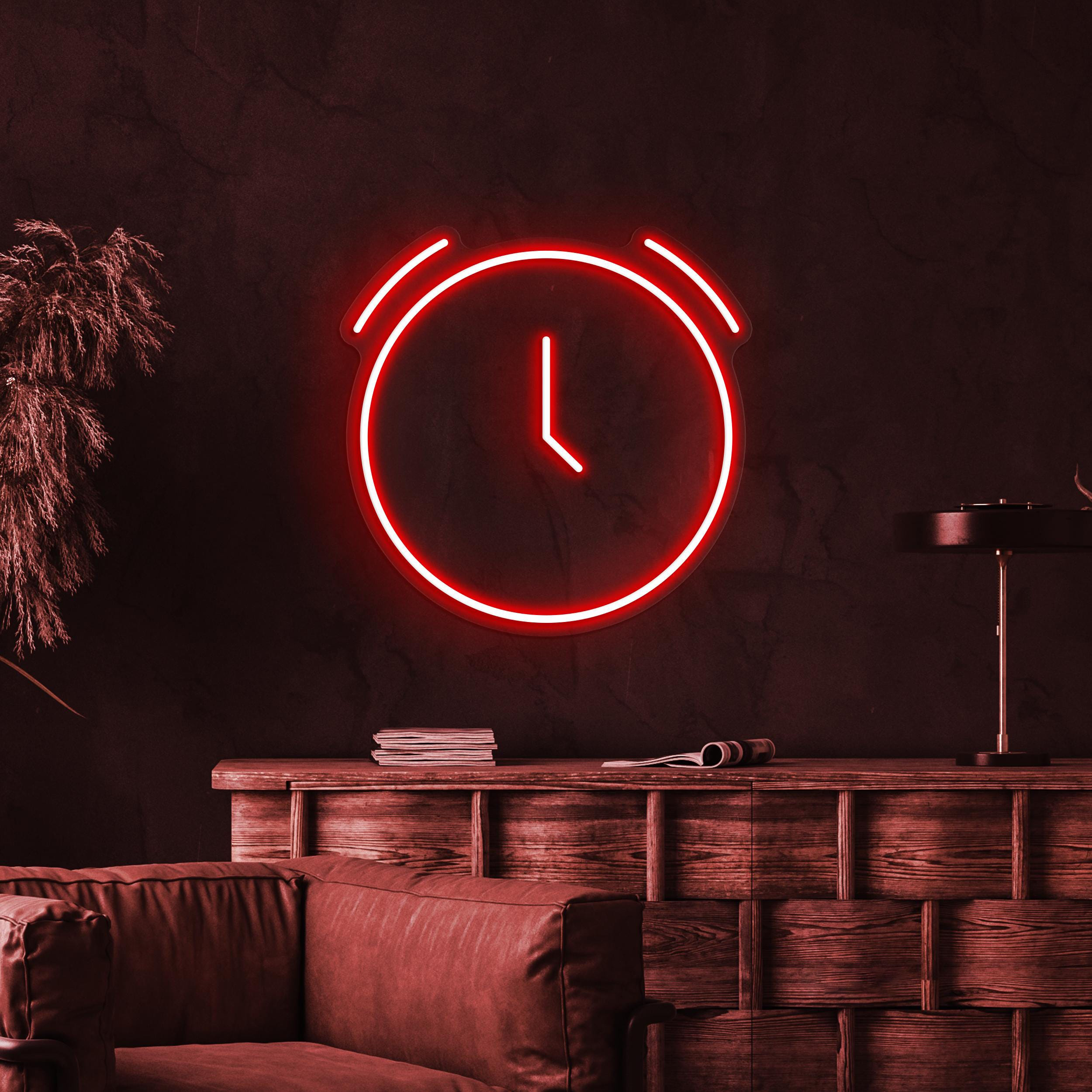 Clock Neon Sign, Clock LED Light, Neon Decor for Cafe, Bar, Restaurants, Time Wall Art, Kids Room Neon Light, Gift for Birthday, Custom Sign
