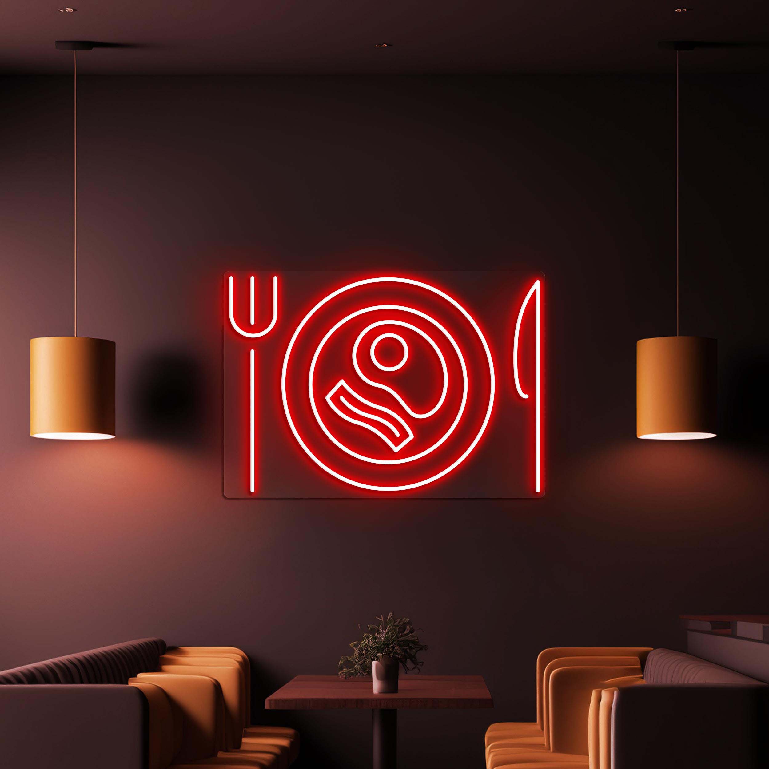 Breakfast Neon Sign, Breakfast LED Light, Fork Plate Knife Wall Decor, Food Shop Wall Art, Kitchen Neon Light, Egg & Bacon Neon Wall Art