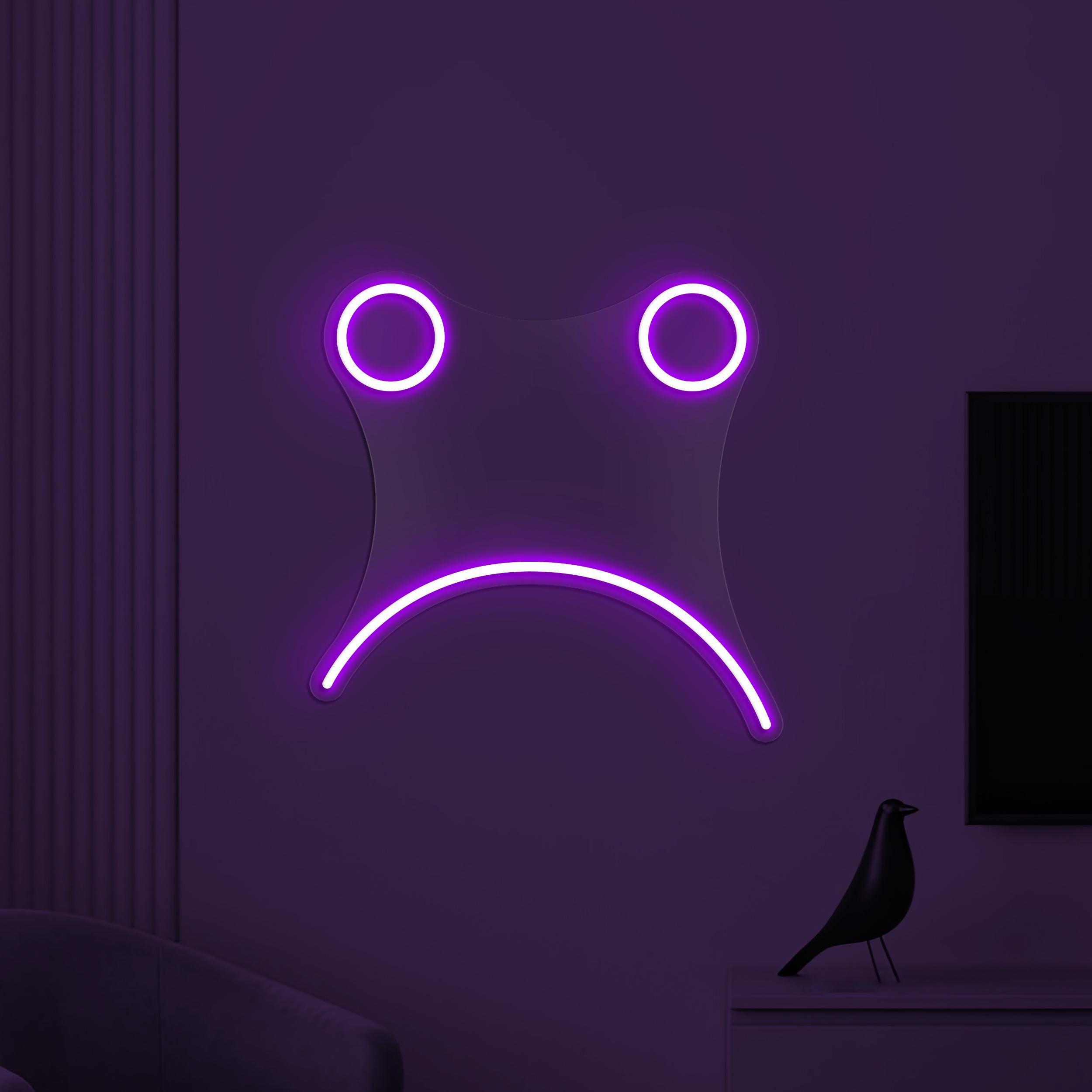 Sad Face Neon Sign, Sad Face LED Light, Sad Emoji Wall Decor, Kids Room Wall Art, Customized Neon Sign, Home Wall Art, Cafe and Bar Led Sign
