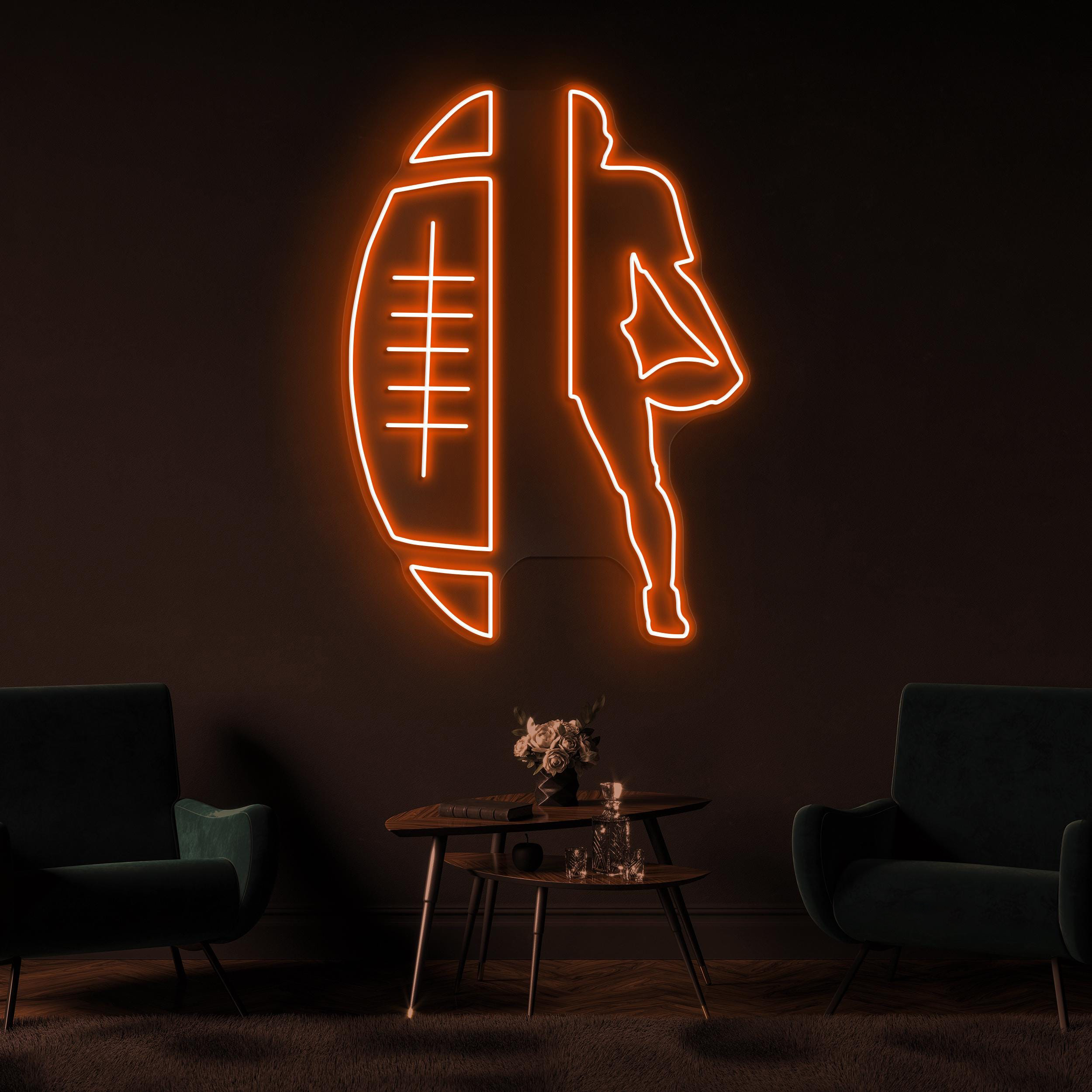 Football Player Neon Sign, Football Player LED Light, Football Silhouette Wall Art, Football Club Decor, Led Neon Light, Game Room Sign