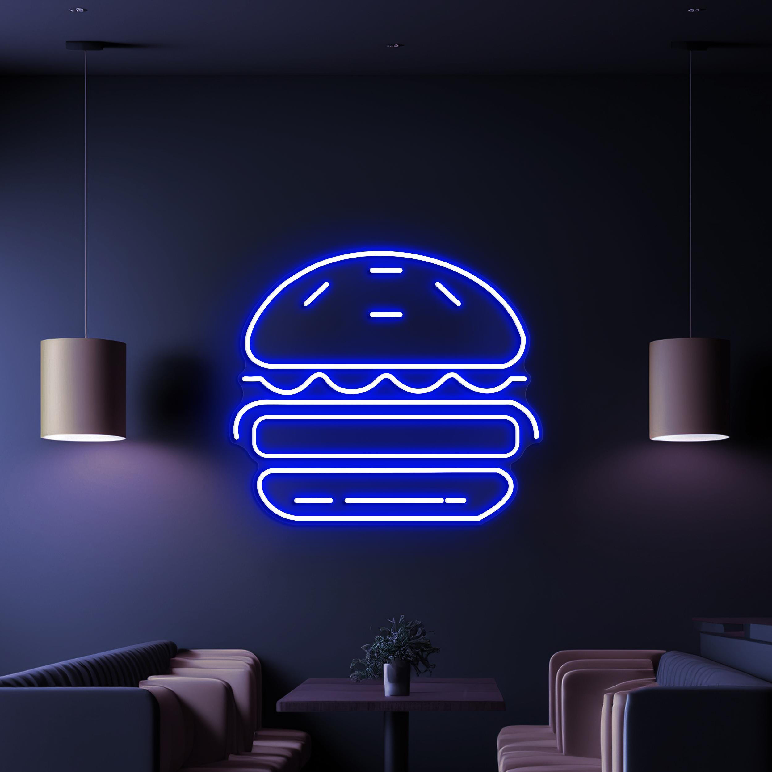 Burger Neon Sign, Burger LED Light, Hamburger Wall Art, Fast Food Restaurant Neon Light, Burger Shop Wall Decor, Gift For Burger Lover