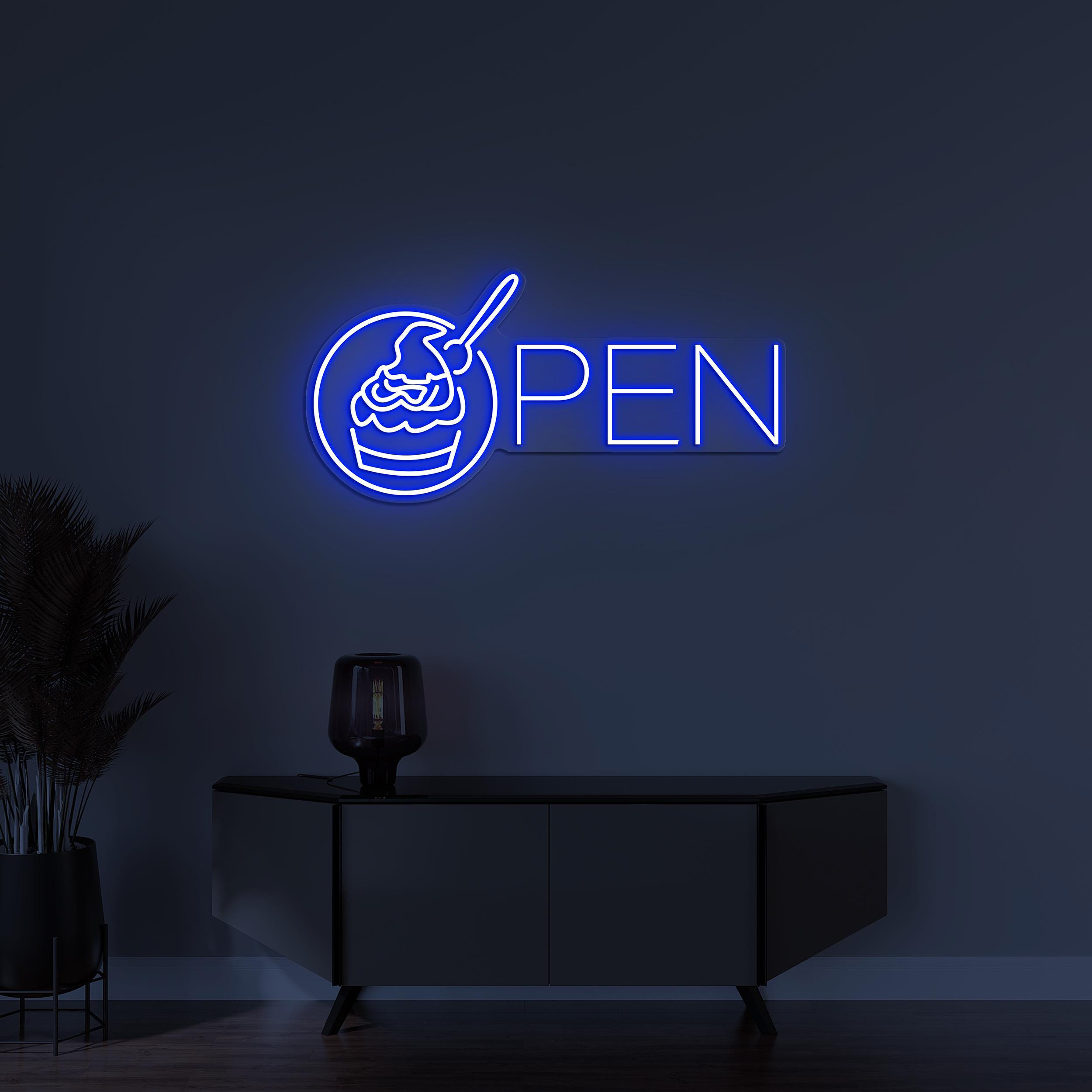 Cupcake Open Neon Sign, Cupcake Open LED Light, Cake Shop Wall Art, Business Logo Sign, Sweet Shop Neon Art, Dessert Shop Decor, Custom Sign