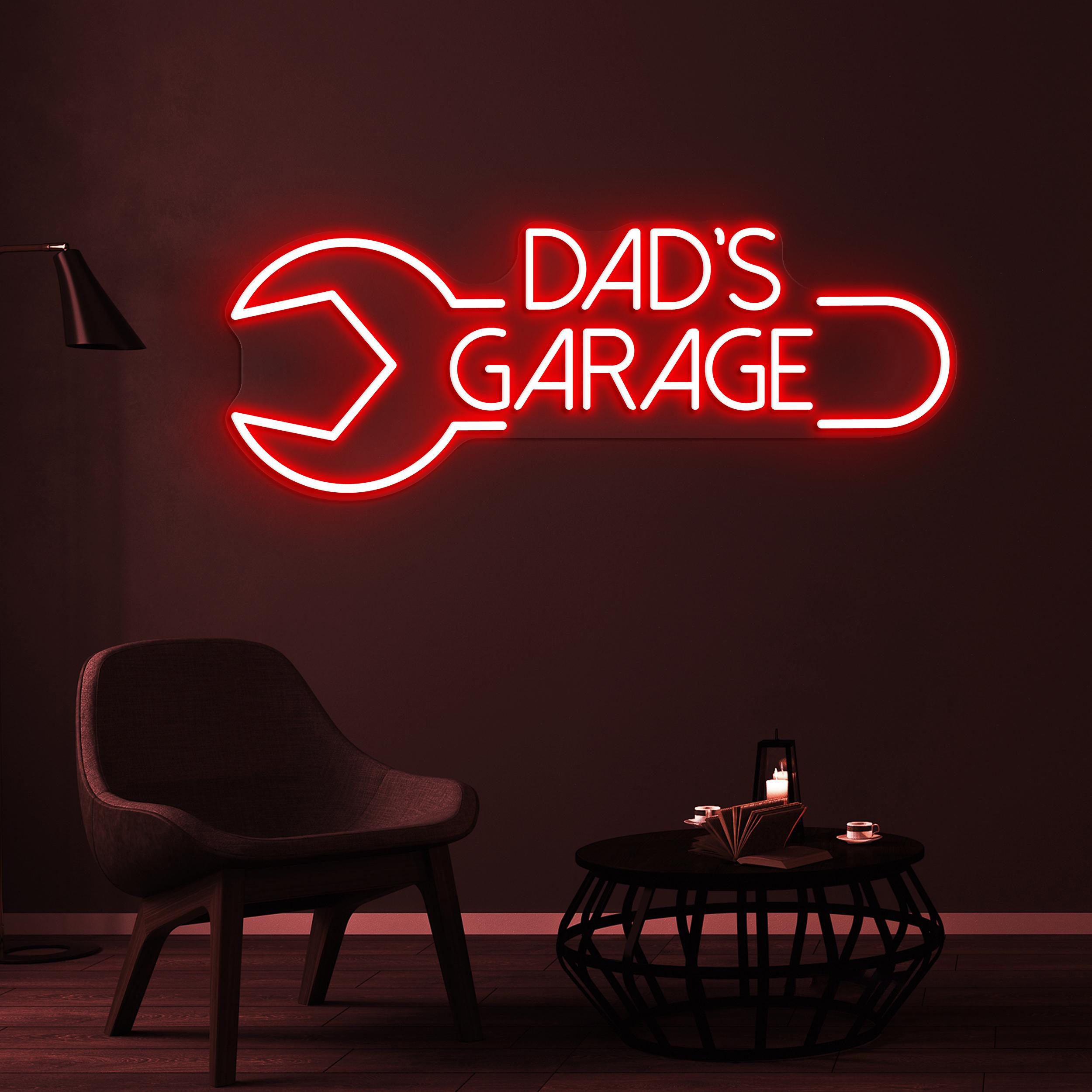 Dad's Garage Neon Sign, Dad's Garage Led Light, Birthday Gift For Dad, Workshop Wall Decor, Mechanic Neon Art, Garage Neon Sign, Tools Decor