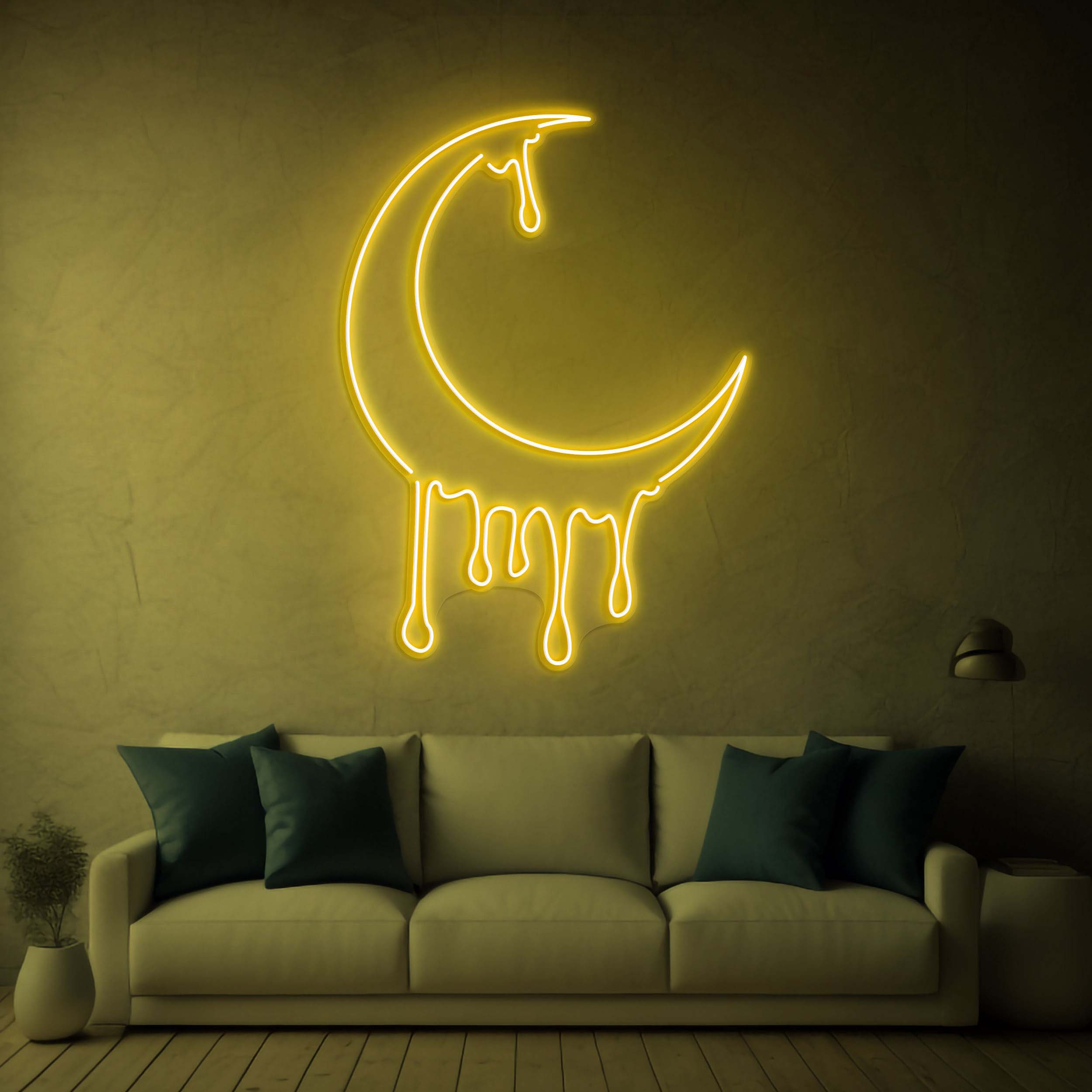 Moon Dipping Neon Sign, Dripping Moon LED Art, Melting Moon Neon Light, Crescent Moon Night Light, Wedding Gift, Kids Room Wall Art Sign