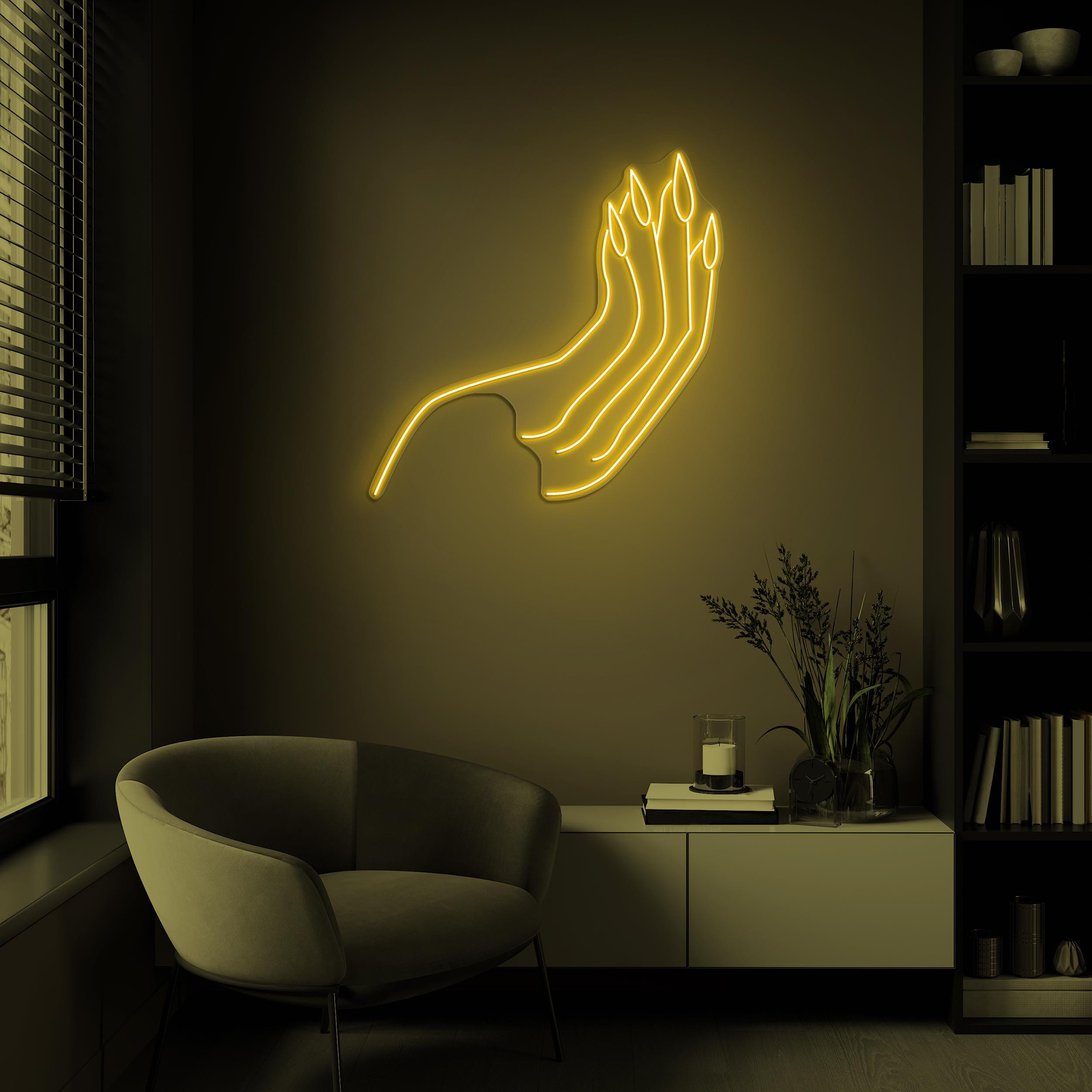 Hand Neon Sign, Hand LED Light, Hand With Nails Wall Decor, Home Wall Art, Custom Neon Sign, Beauty Saloon Decor, Beautiful Hand Wall Decor