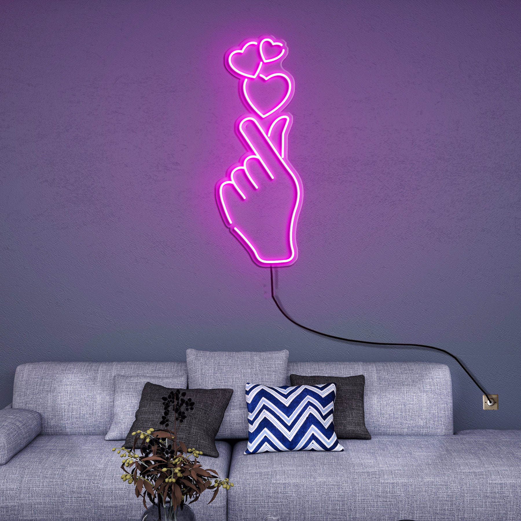 Finger Heart LED Neon Sign, Hand Heart Light, Party Sign, Heart Neon Decor, Sign for Bedroom, Living Room, Wedding, Birthday, Celebration