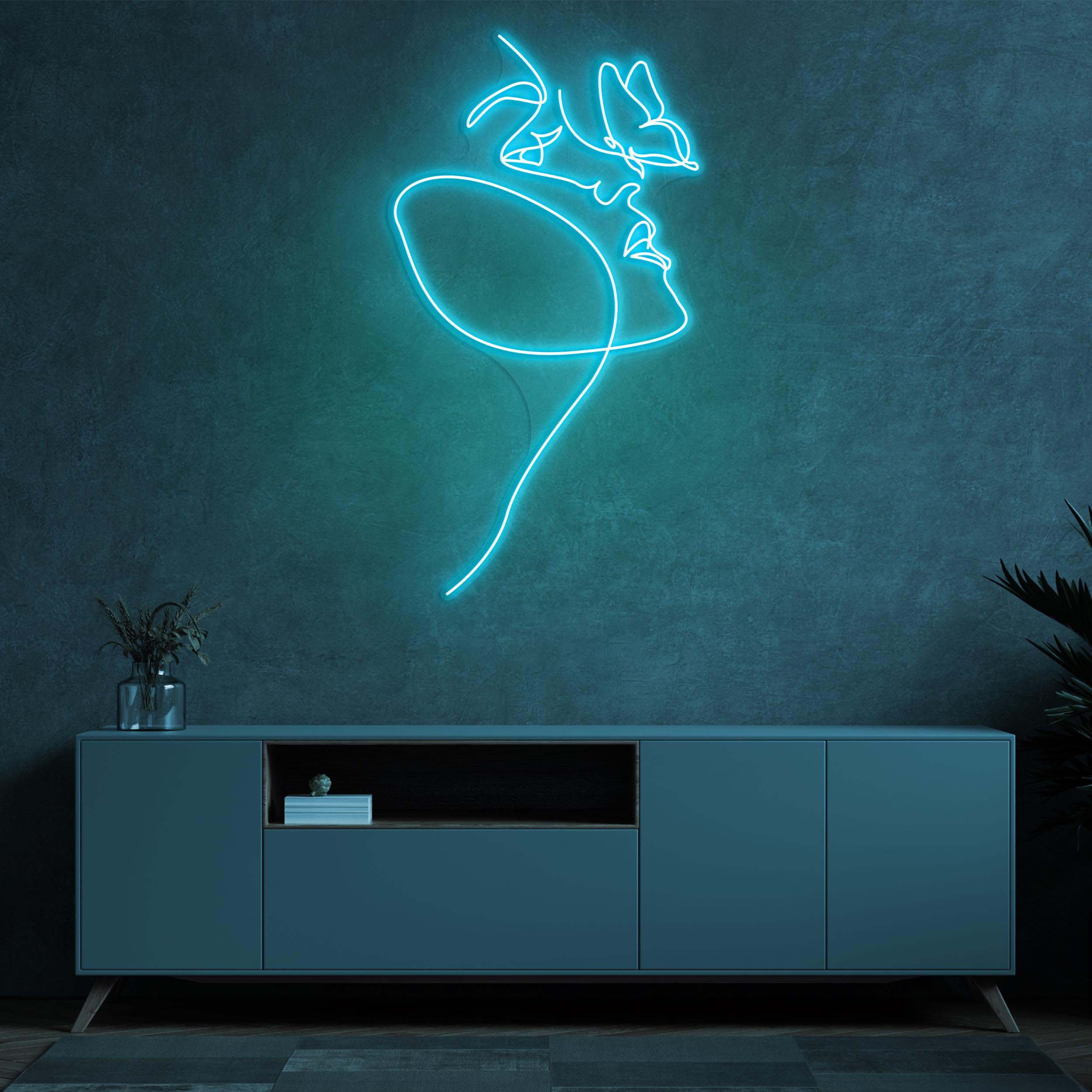 Face with Butterfly Neon Sign, Women Face with Butterfly light, Feminine Line Decor, Lady Wall Art, Neon Sign for Home, Shop & Beauty Bar
