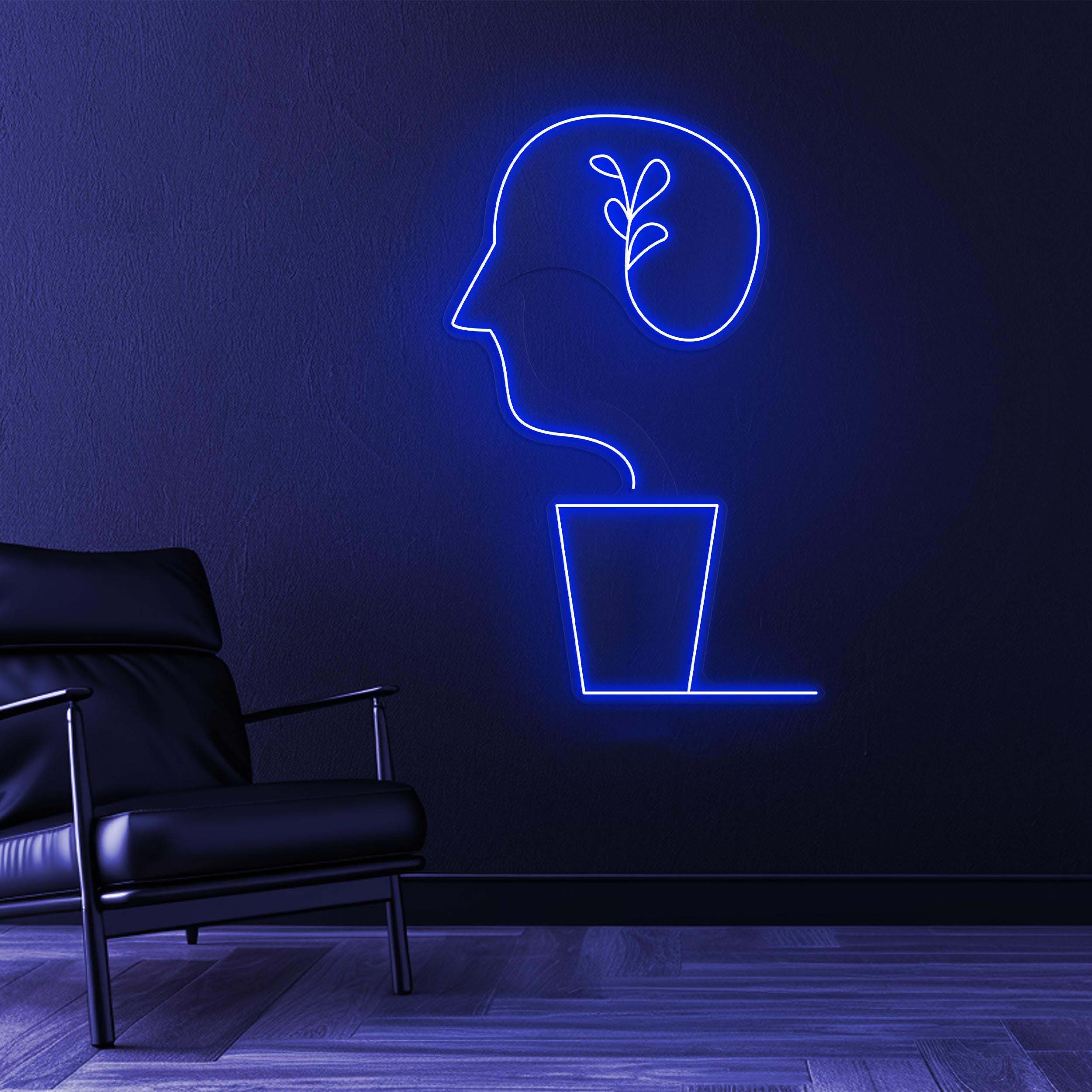 Head with Plant Neon Sign, Head with Plant LED Light, Growing Mind Neon Light, Office Wall Decor, Home Wall Art, Plant Neon Sign, Gift idea