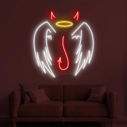 Angel & Devil Wings Neon Sign, Angel and Devil Wings LED Light, Devil Horn Wall Art, Home Wall Decor, Evil Horns Sign, Room or Party Decor