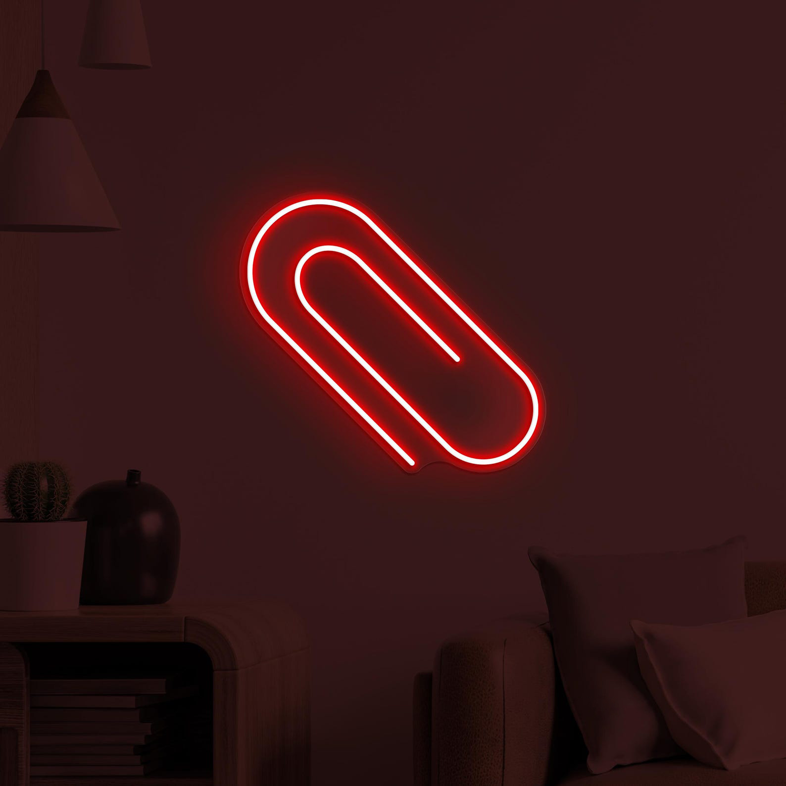 Paper Clip Neon Sign, Paper Clip LED Light, Office Wall Art, Cafe, Bar, Restaurant Decor, Neon Sign, Custom Neon Sign, Books Shop Neon Light