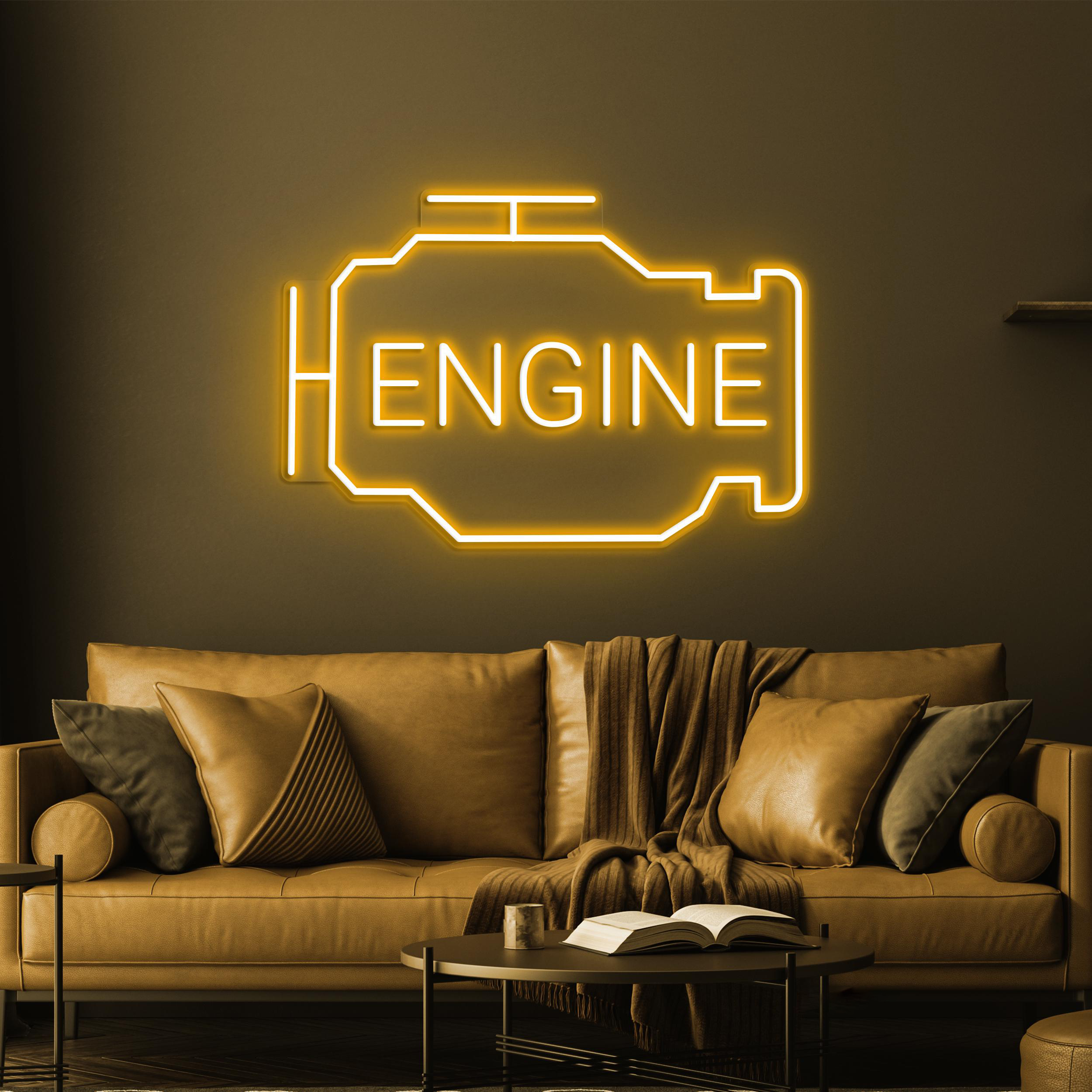 Engine Neon Sign, Engine Led Light, Workshop Wall Decor, Mechanic Neon Art, Car Engine Neon Sign, Birthday Gift For Dad, Garage Wall Decor
