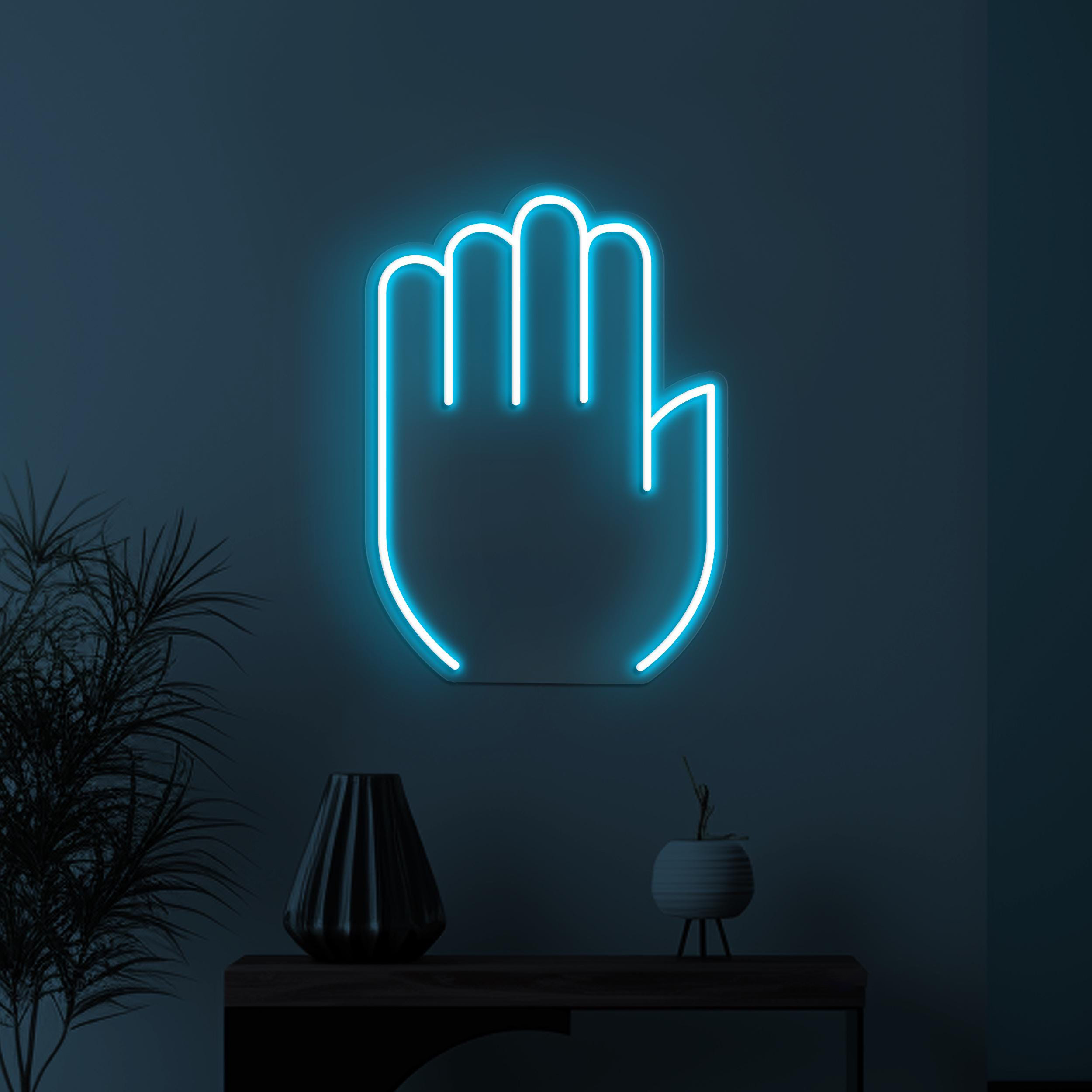 Hand Palm Neon Sign, Hand Palm LED Neon Art, Stop Hand LED Light, Halt Neon Sign, Home Wall Decor, Personalized Neon Sign, Office Neon Light