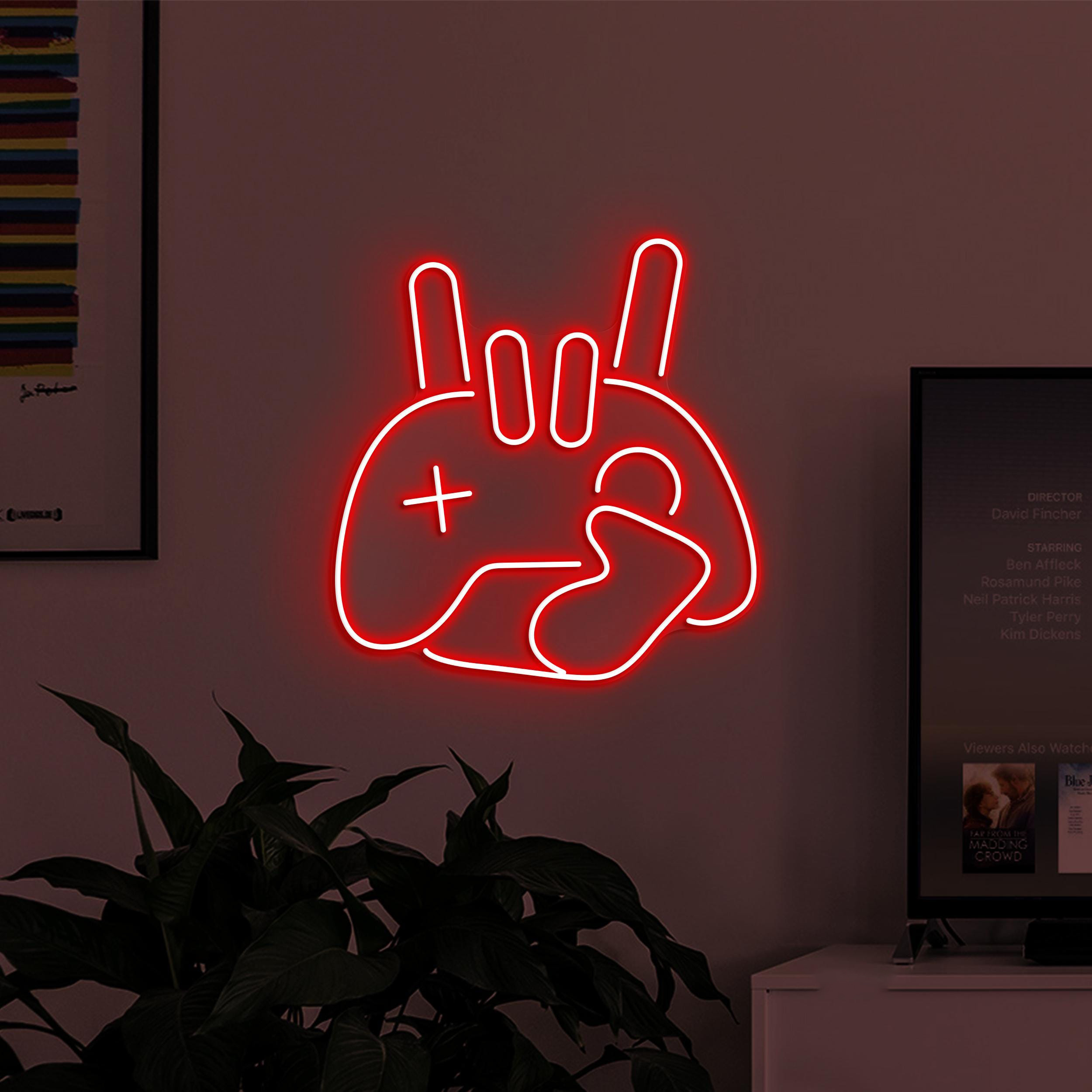 Game Rock Neon Sign, Game Rock LED Light, Game Rock Hand Wall Decor, Game Controller Neon Art, Kids Room Wall Art, Game Room Neon Light
