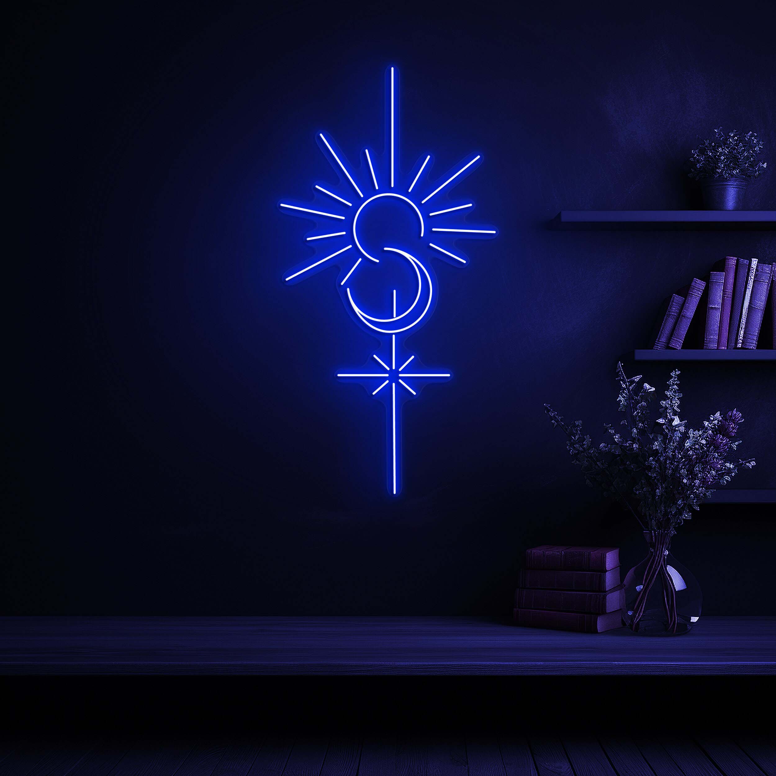 Sun Moon Neon Sign, LED Moon Phases Light, Sun and Moon Neon Art, Bedroom & Living Room Decor, Home Bar Wall Art, Led Sun Light, Gift Idea