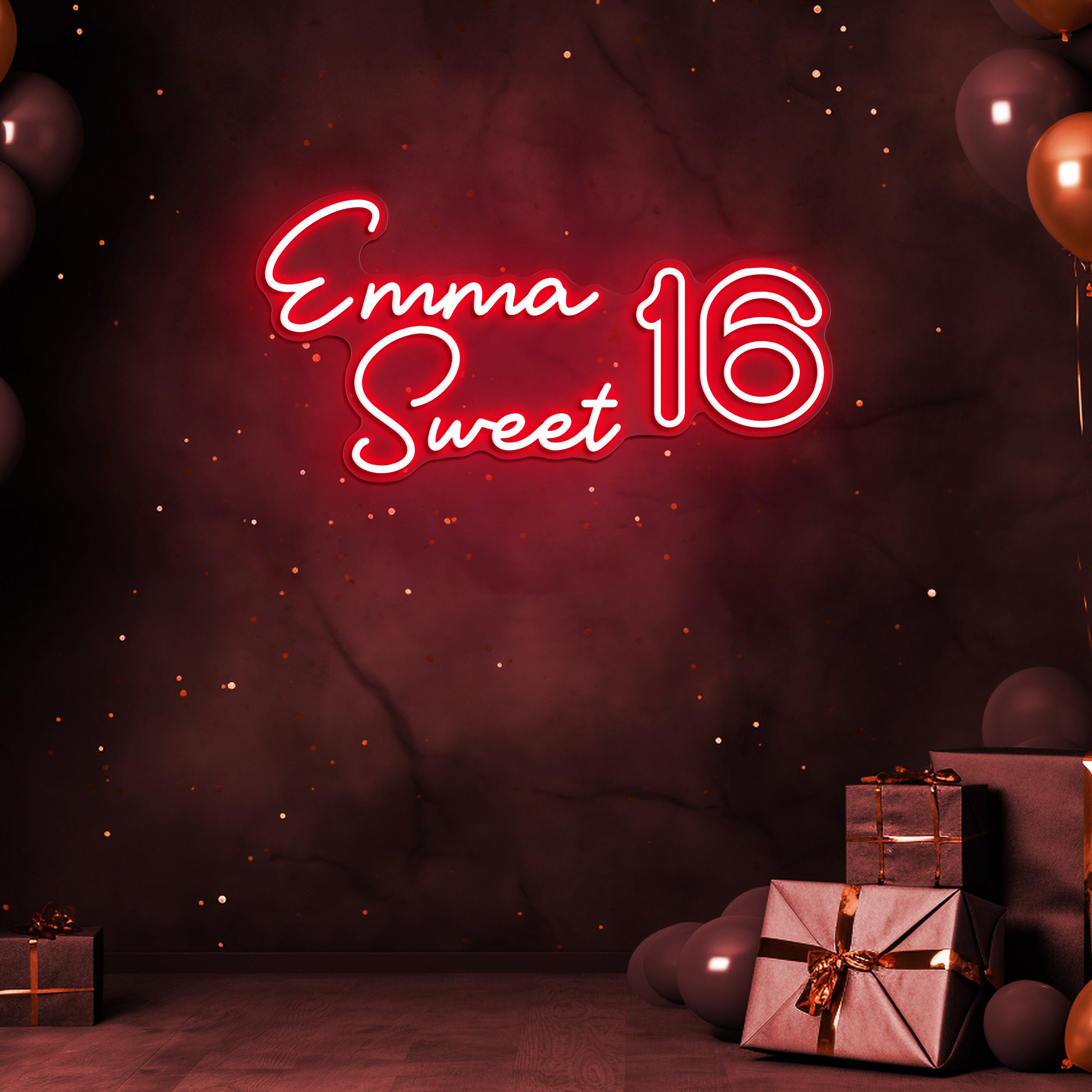 Sweet 16 Neon Sign, Glowing LED Light Decoration for 16th Birthday Party, Customizable Neon Art, Sweet Sixteen Decor, Custom Neon Sign, Gift
