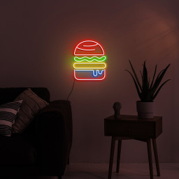 Hamburger Neon Sign, LED Hamburger Night Light, Fast Food Shop Decor, USB Powered Neon Sign, Restaurant, Home Bar, Gaming Room,Birthday Gift