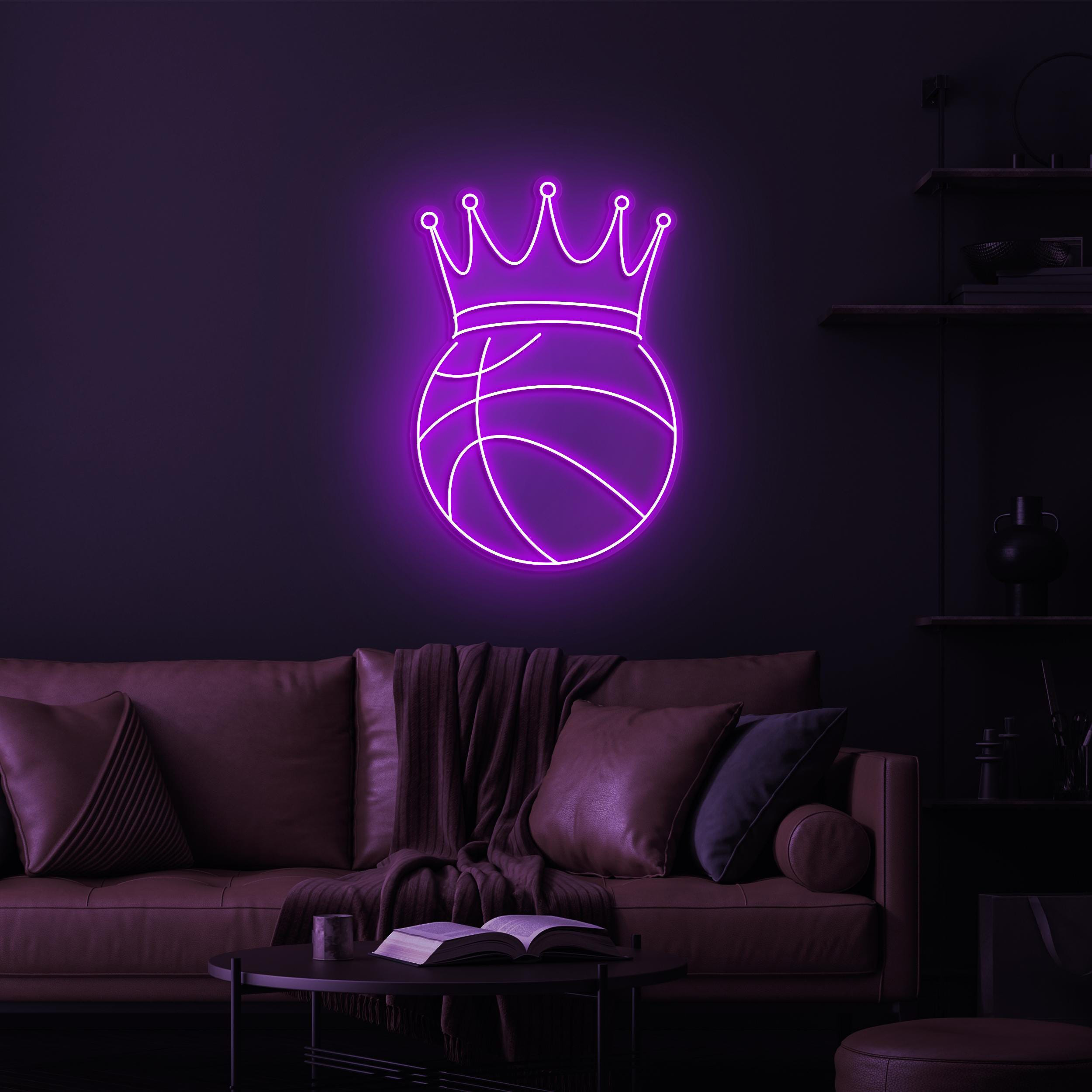 Basketball with Crown Neon Sign, Basketball with Crown LED Light, Champion LED Neon Art, Sports Event Decor, Game Room Art, Sports Shop Art