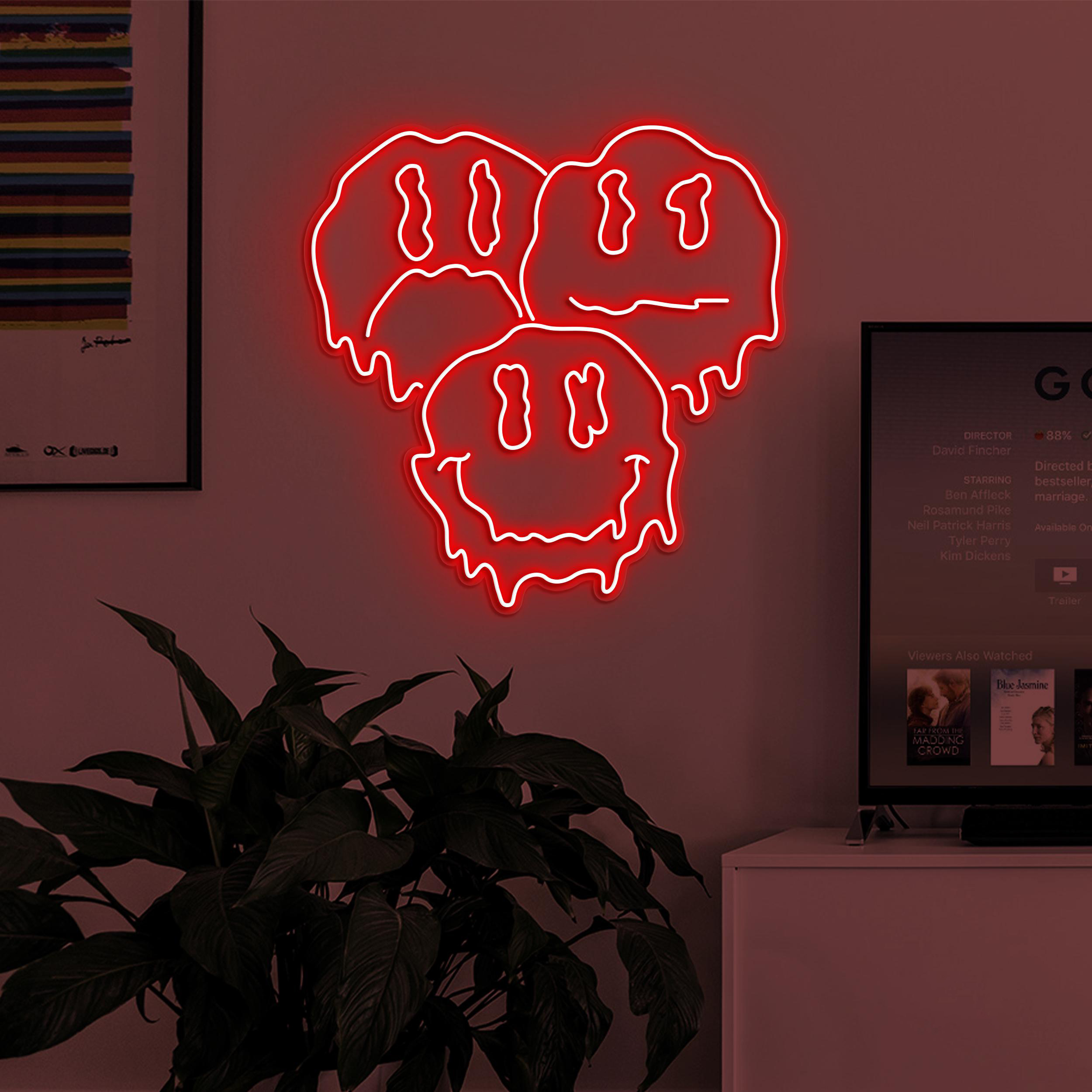 Melting Smiley Emoji Neon Sign, Three Drippy Emoji LED Light, Cute Dripping Emoji Wall Decor, Kids Room Art, Personalized Gift, Emoji Lover