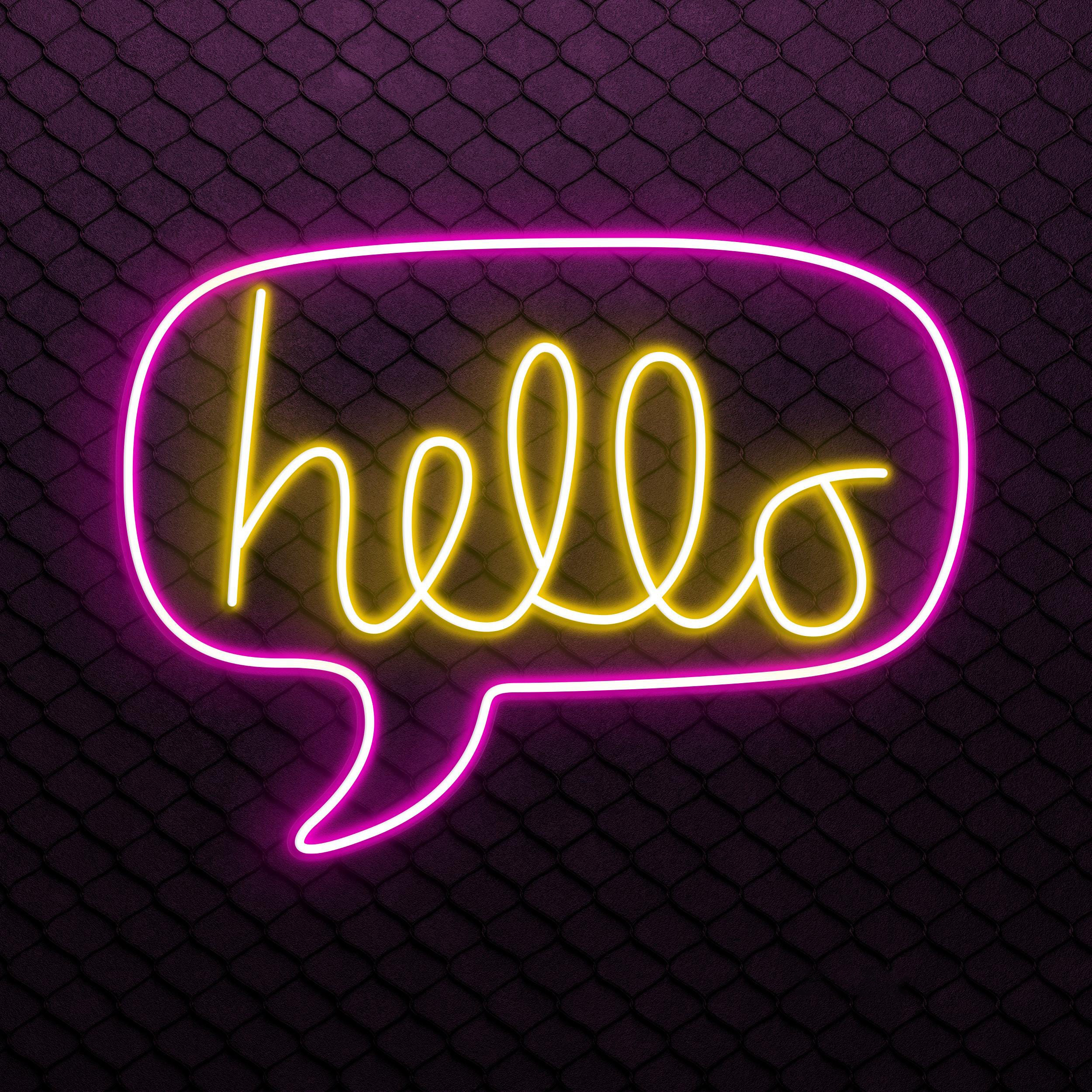 Hello Neon Sign, Hello LED Light, Hello Message Wall Decor, Welcome Wall Art, Chat Box Neon Light, Boy and Girl Room Decor, Entryway Sign