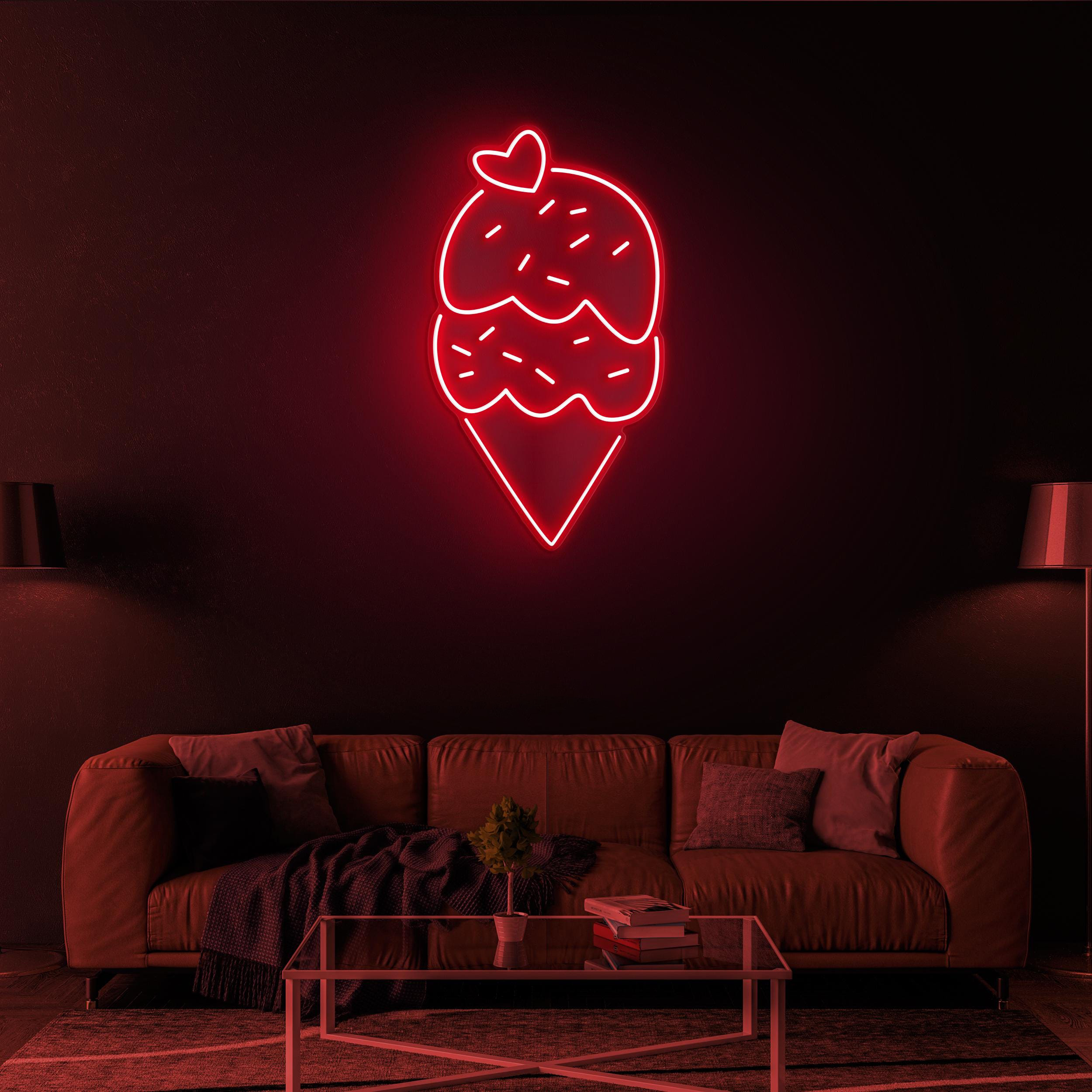 Cone Ice Cream Neon Sign, Cone Ice Cream LED Light, Ice Cream Display, Decor for Ice Cream Shop, Cafe, Bar, Dessert Spot, Ice Cream Wall Art