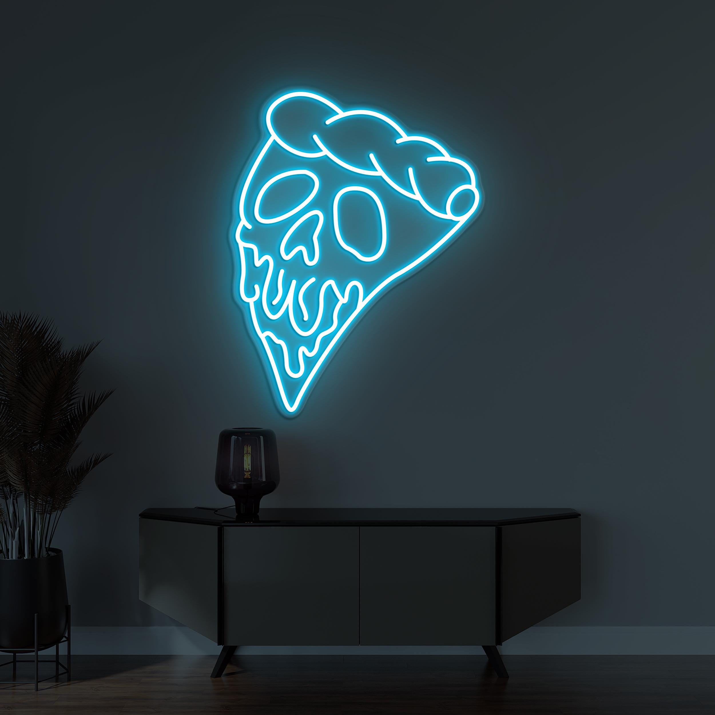 Pizza Skull Neon Sign, Pizza Skull Led Light, Pizza Wall Decor, Custom Neon Sign, Halloween Wall Art, Pizza Shop Wall Sign, Pizza Lover Gift