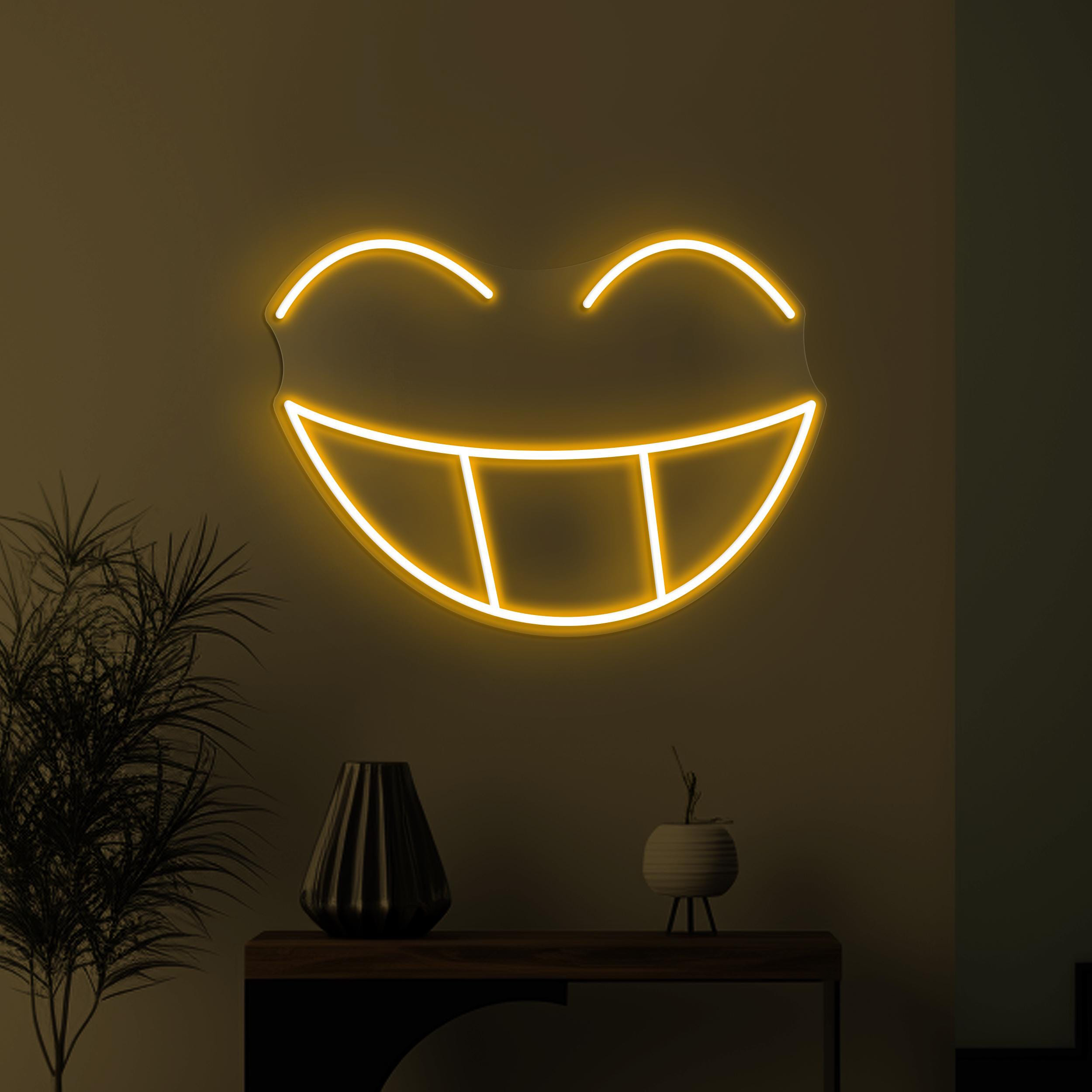 Smiley Face Neon Sign, Smiley Face Emoji LED Light, Big Smile LED Neon Art, Happy Face Wall Decor, Kids Room & Party Decor, Home Wall Art