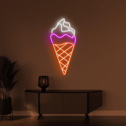 Cone Ice Cream Neon Sign, Cone Ice Cream LED Light, Dessert Spot Wall Art, Ice Cream Shop Wall Decor, Cafe, Bar & Cold Corner Neon Light