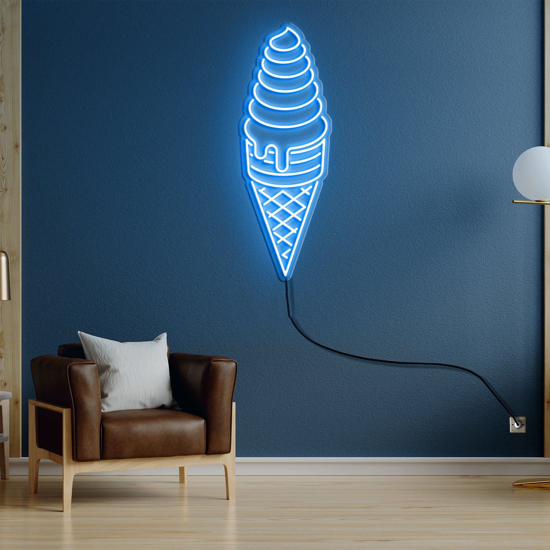 Ice Cream Cone Neon Light, Ice Cream Shop Decor, Ice Cream Neon Sign, Shop & Room Decor, Restaurant Personalized Gift, Kitchen Neon Light