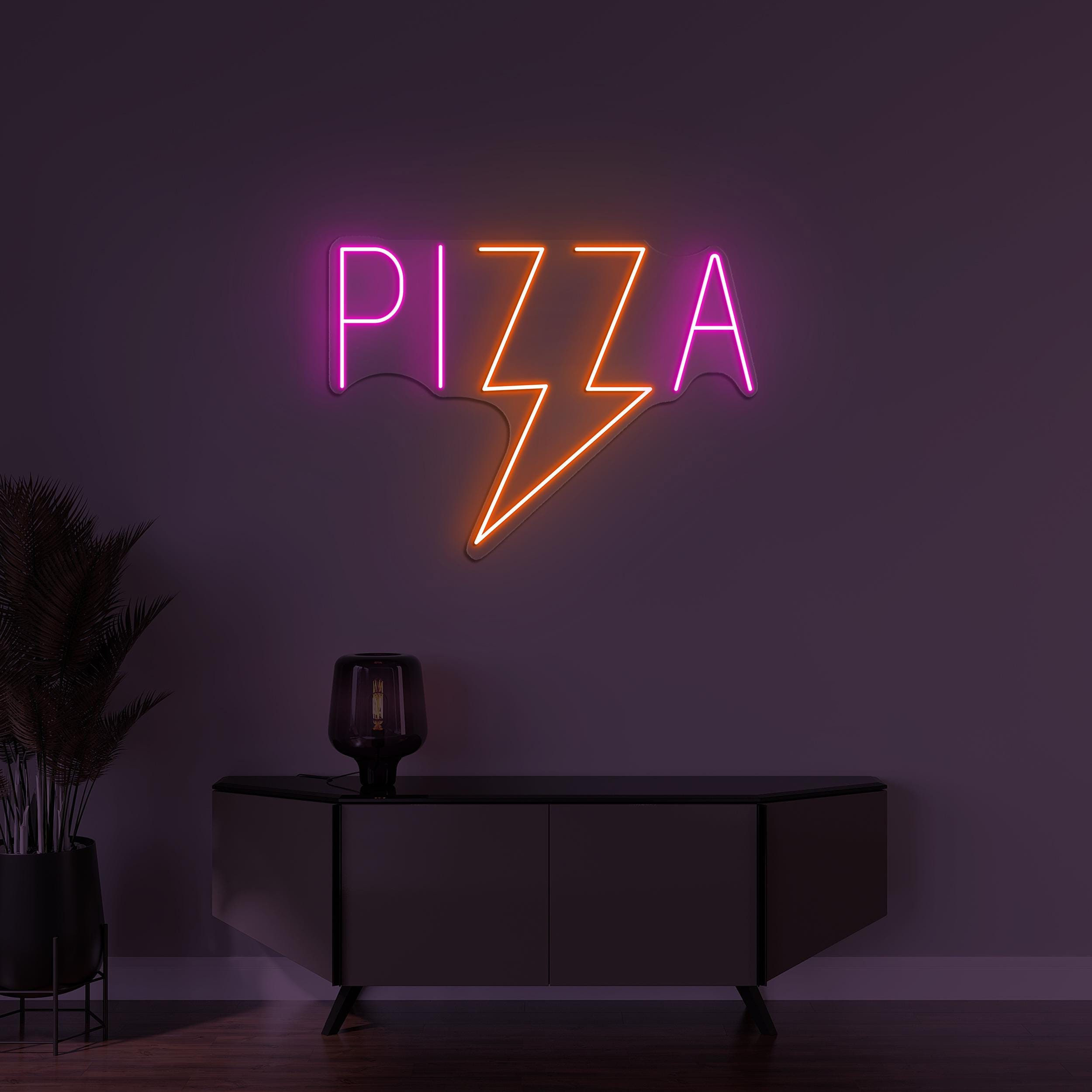 Pizza Neon Sign, Pizza LED Light, Thunder Pizza Wall Decor, Pizza Cafe Neon Sign, Pizza Lover Art, Business Pizza Logo Sign, Restaurant Art