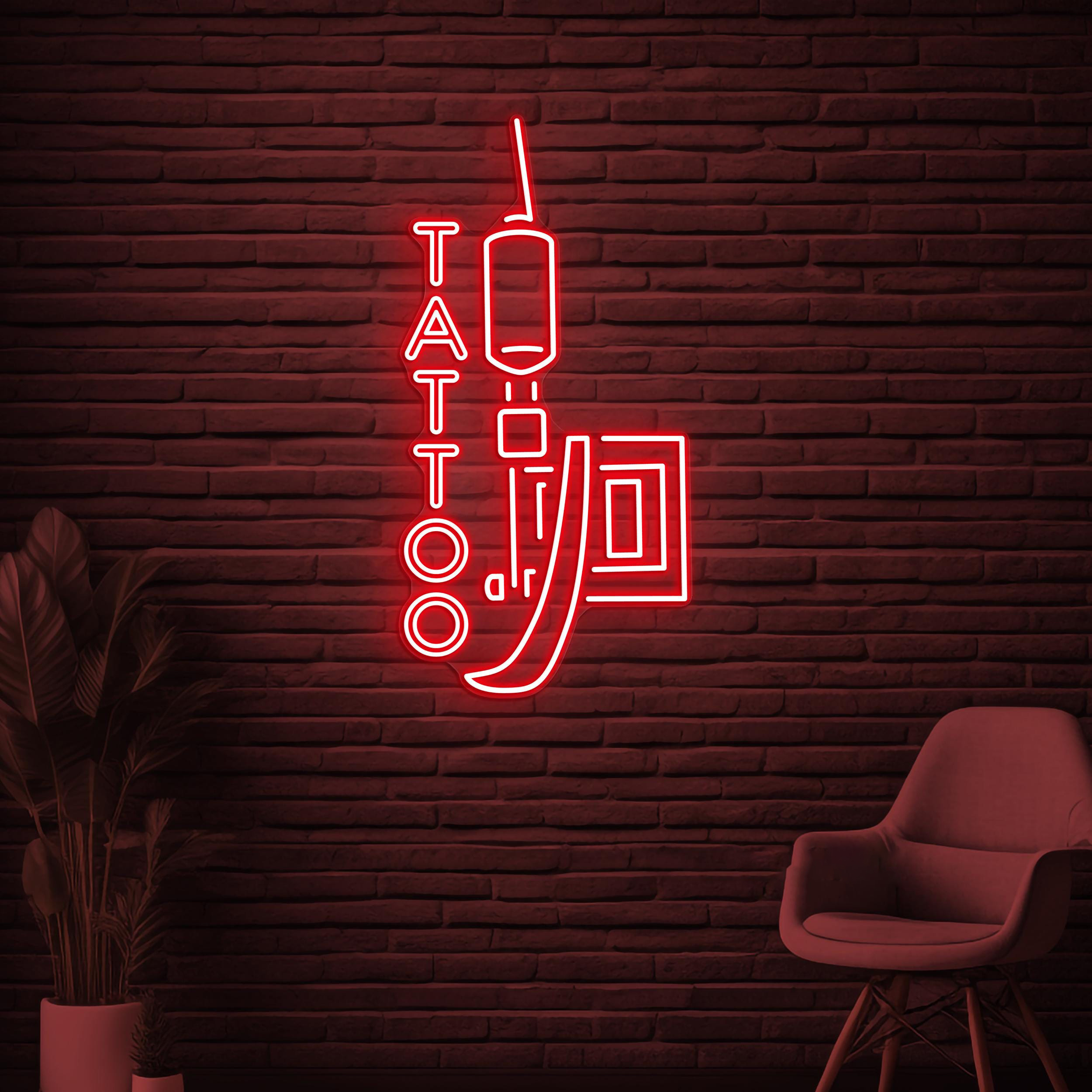 Tattoo Neon Sign, Tattoo LED Light, Tattoo Machine Wall Decor, Tattoo Artist Room Wall Art, Custom Tattoo Sign, Tattoo Studio Wall Light