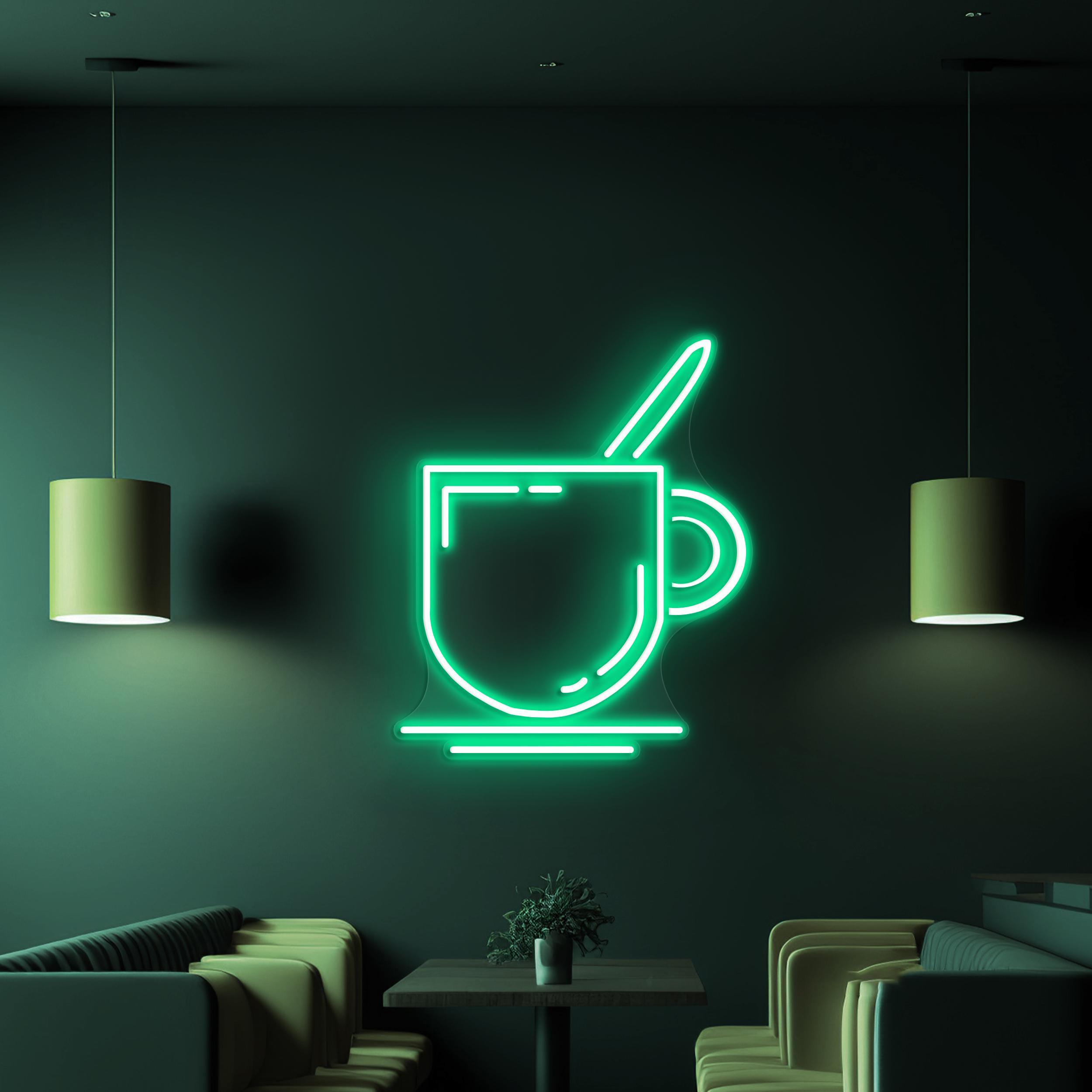 Coffee Mug Neon Sign, Coffee Mug LED Light, Coffee Shop Wall Decor, Kitchen Neon Light, Cafe, Bar, & Restaurants Wall Art, Home Neon Decor
