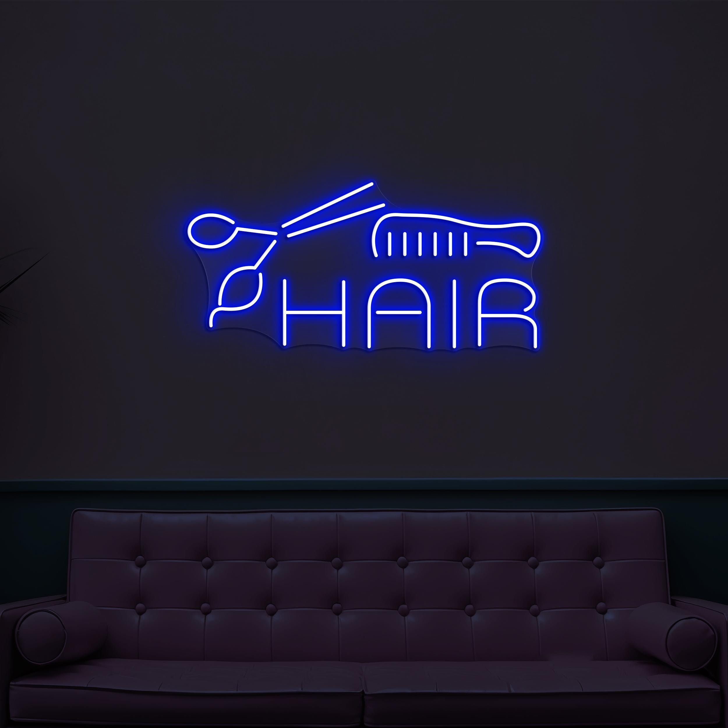 Hair Neon Sign, Hair LED Light, Styling Studio Wall Art, Scissor and Comb Wall Decor, Barber Shop Neon Wall Light, Beauty Salon Neon Decor