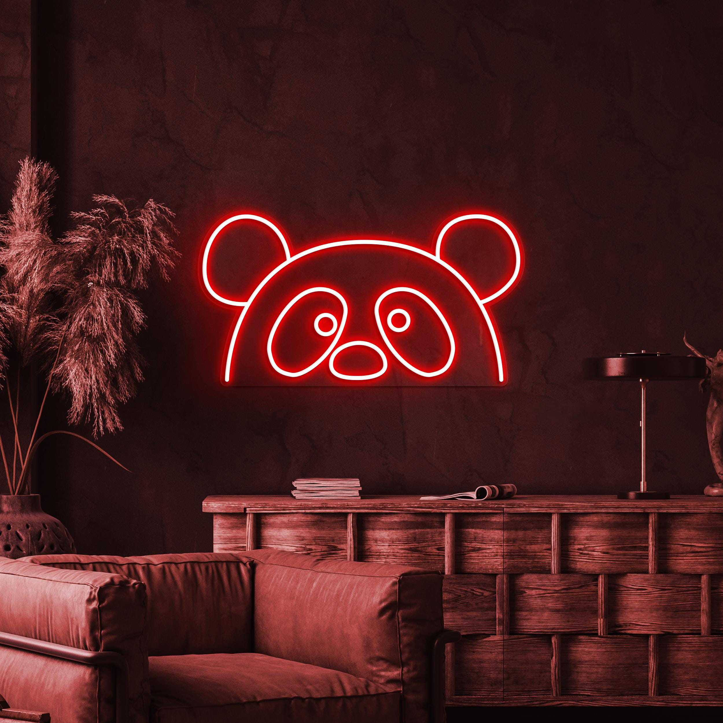 Panda Neon Sign, Panda LED Light, Panda LED Wall Decor, Eye-catching Panda Sign, Animal Shop Decor, Home Wall Decor, Kids & Game Room Decor