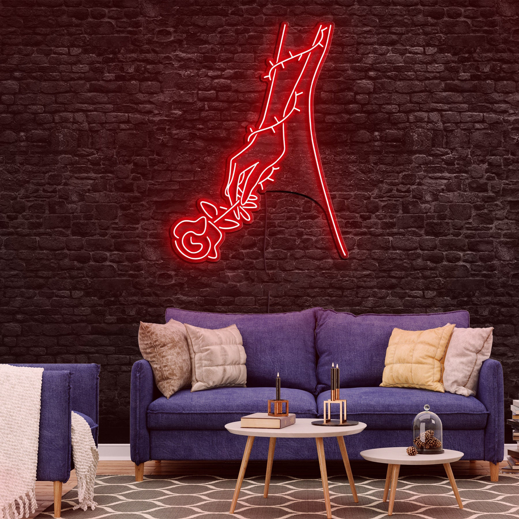 Hand Rose Flower Neon Sign, Rose LED Neon  Decor for Wedding, Romantic Backdrop, Custom Neon Sign for Bedroom, Wall Art, Personalized Gift