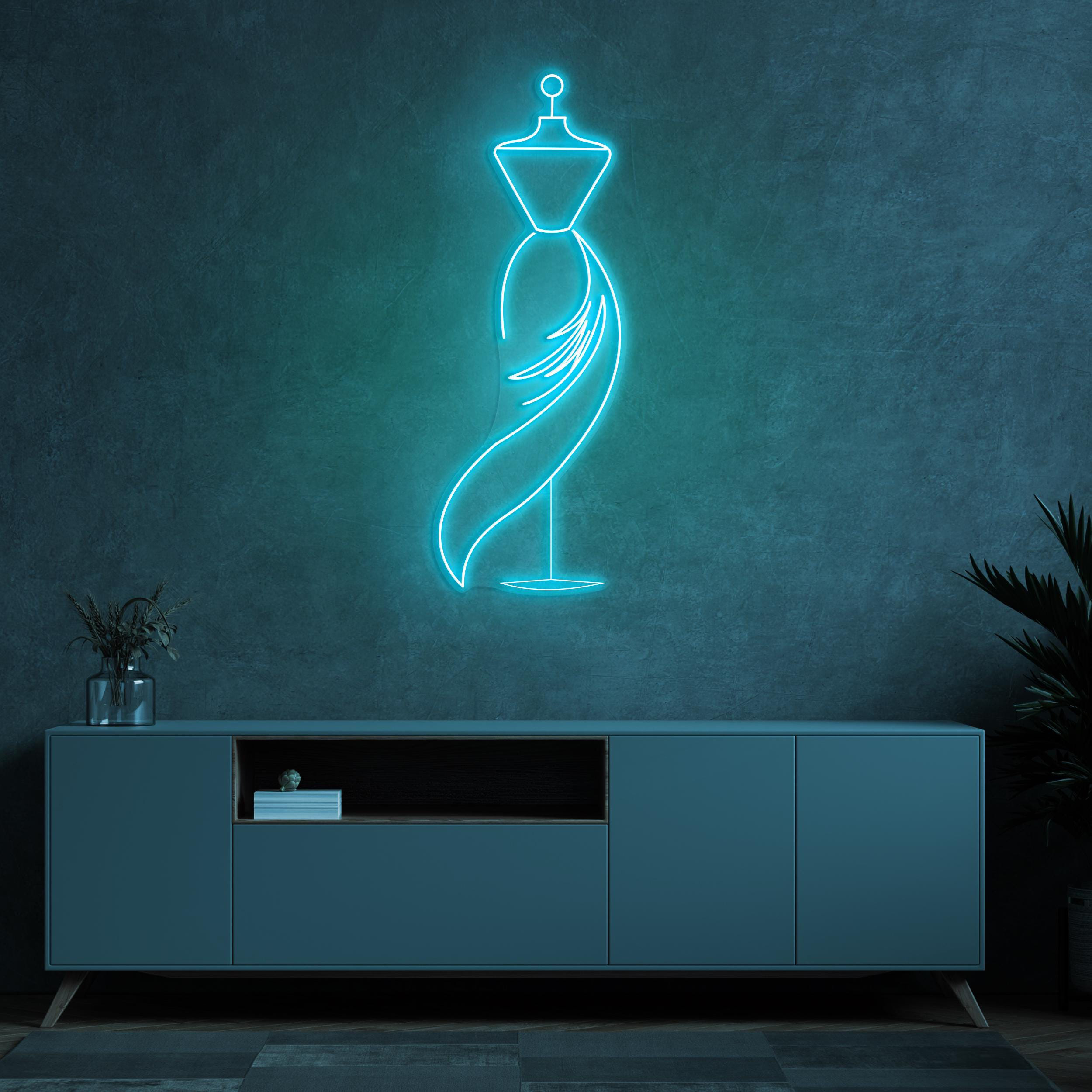 Elegant Mannequin Neon Sign, Elegant Mannequin LED Light, Mannequin with Flowing Dress Neon, Dummy Neon Light, Custom Clothing Store Decor