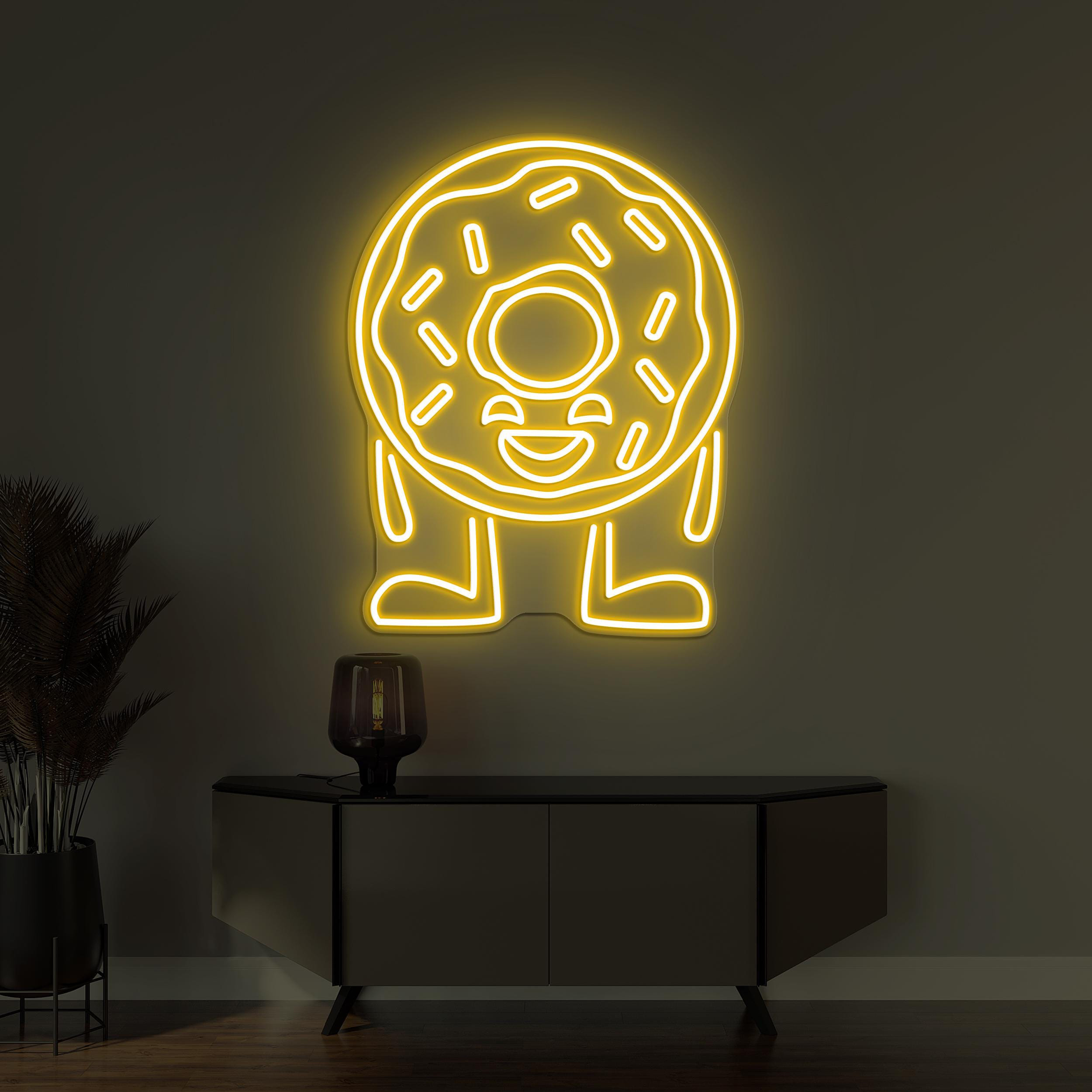 Donut Neon Sign, Donut LED Light, Yummy Donut Wall Art, Happy Donut Wall Art, Cafe Wall Decor, Home Wall Decor, Kitchen Decor, Donut Lover's