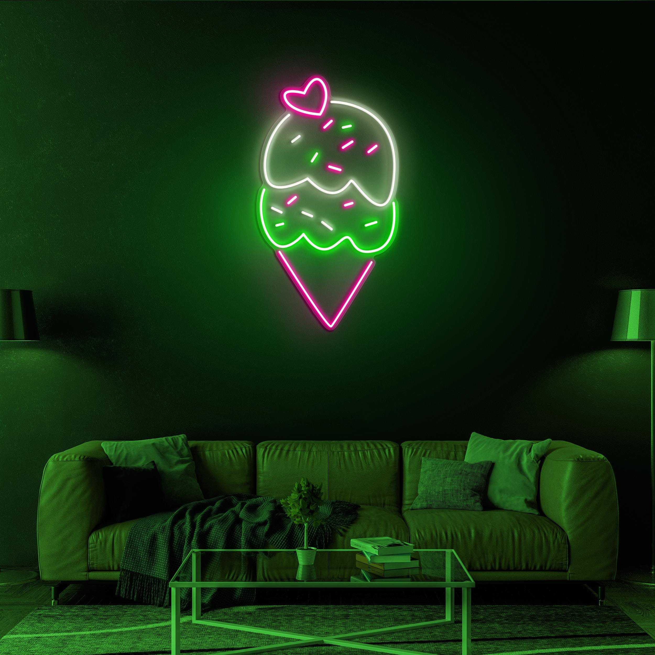 Cone Ice Cream Neon Sign, Cone Ice Cream LED Light, Ice Cream Display, Decor for Ice Cream Shop, Cafe, Bar, Dessert Spot, Ice Cream Wall Art